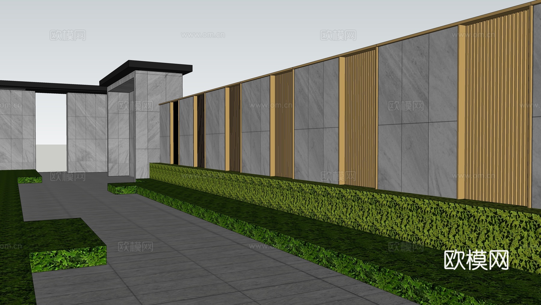 现代花园围墙 景墙 现代展示区su模型