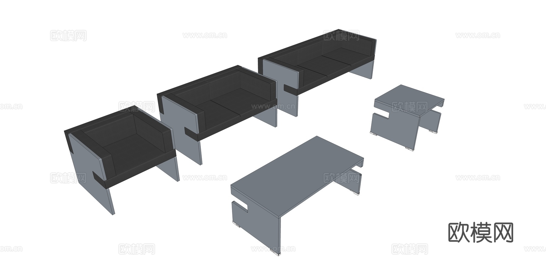 沙发 办公沙发 办公家具 茶几su模型