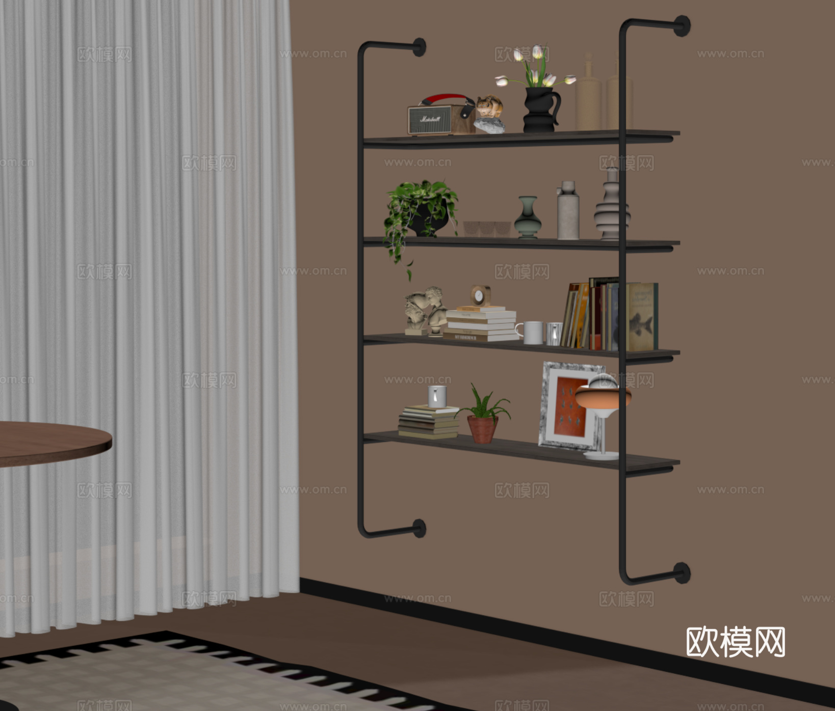 中古风置物架su模型