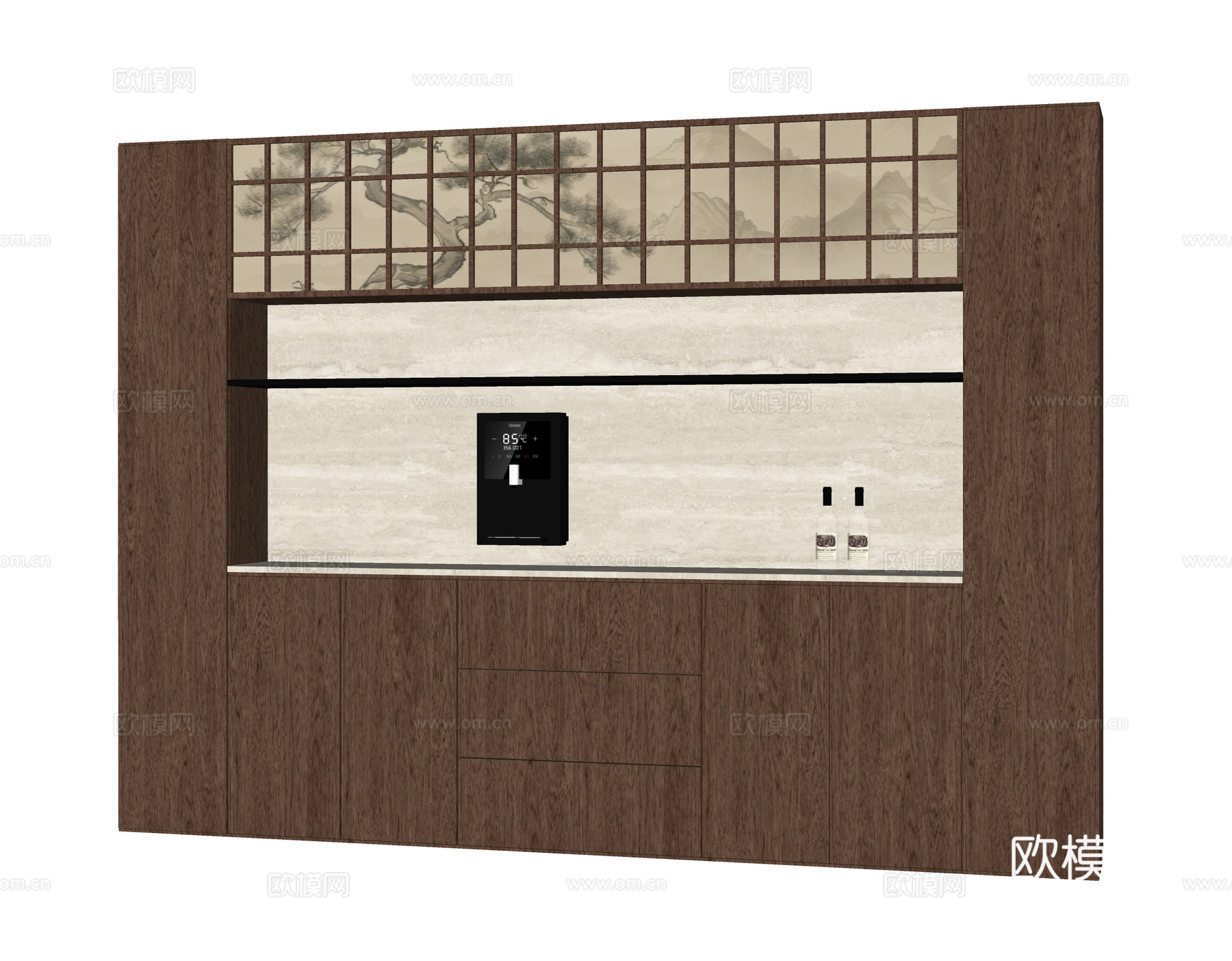 现代酒柜 餐边柜su模型下载（渲染图2）