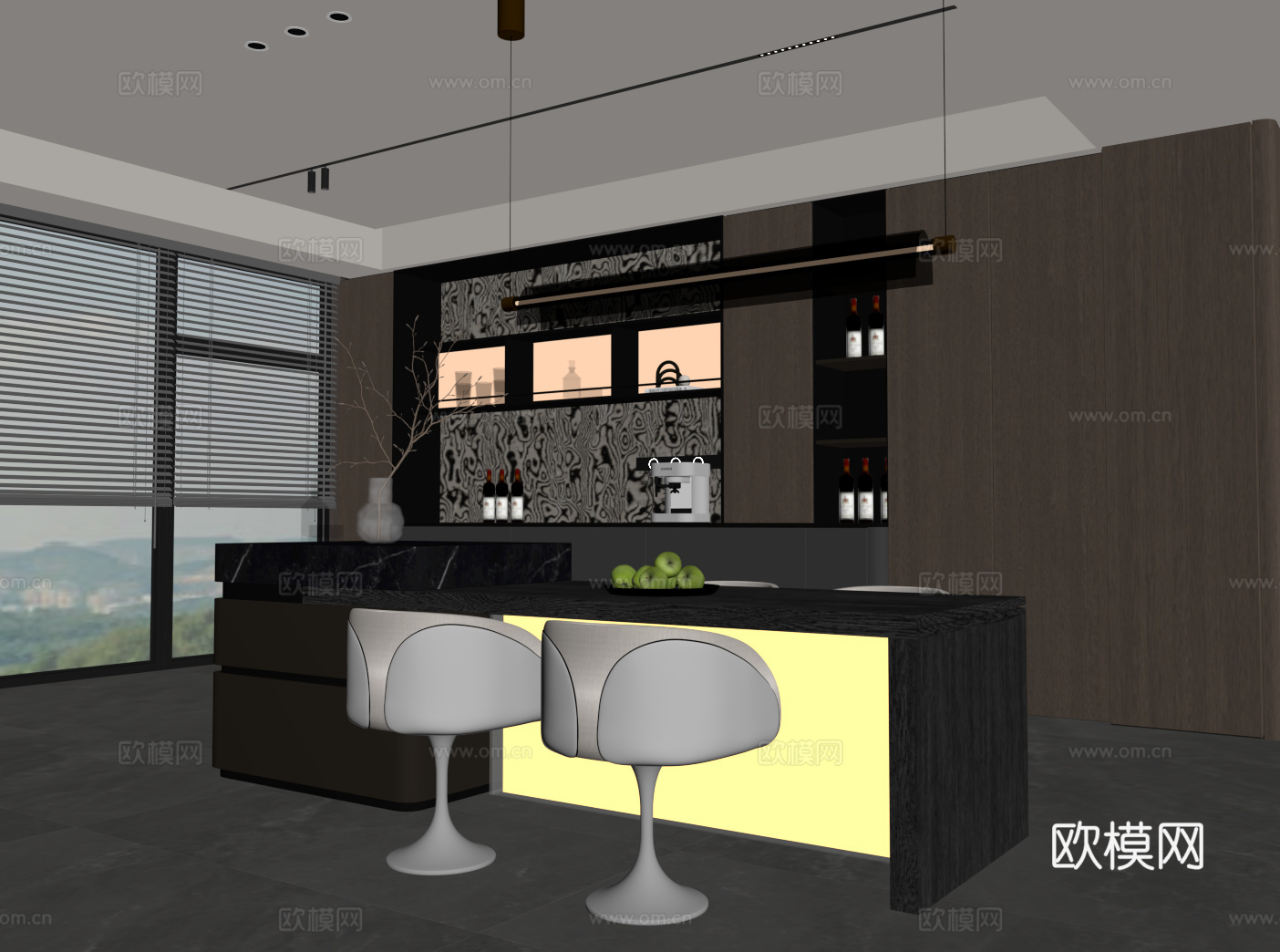 意式餐厅su模型