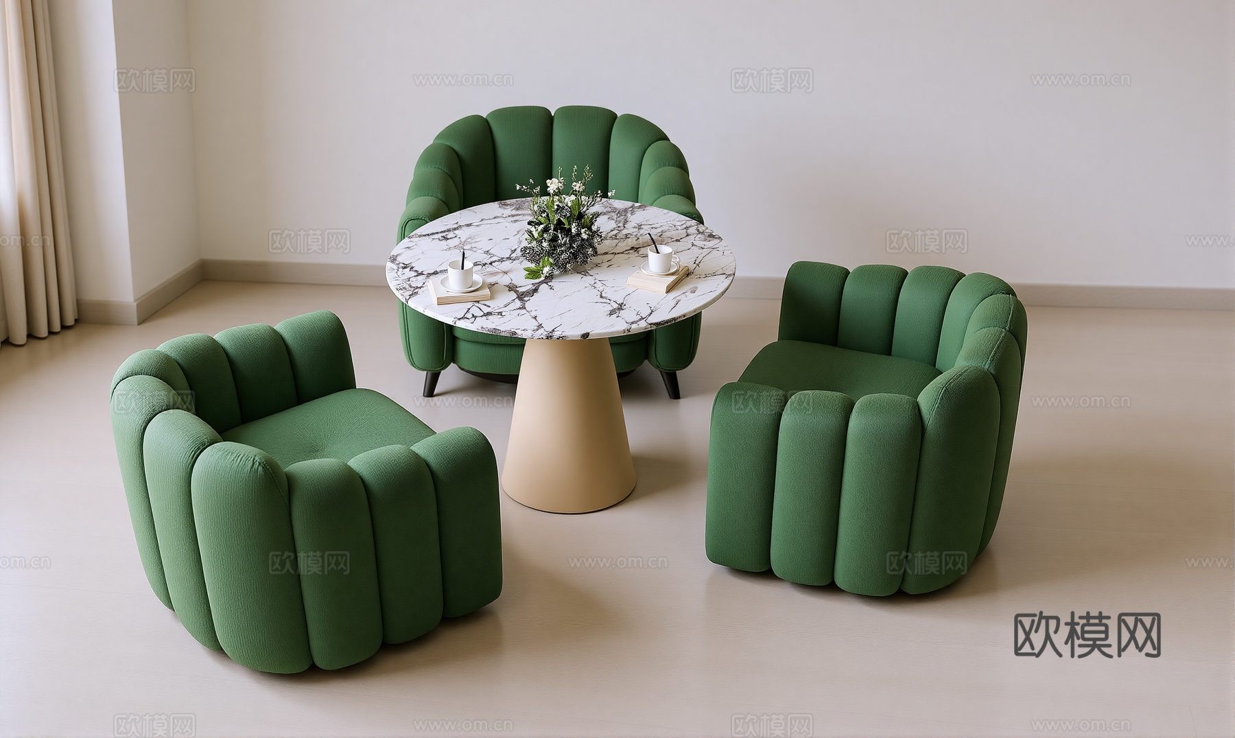 现代休闲桌椅组合su模型