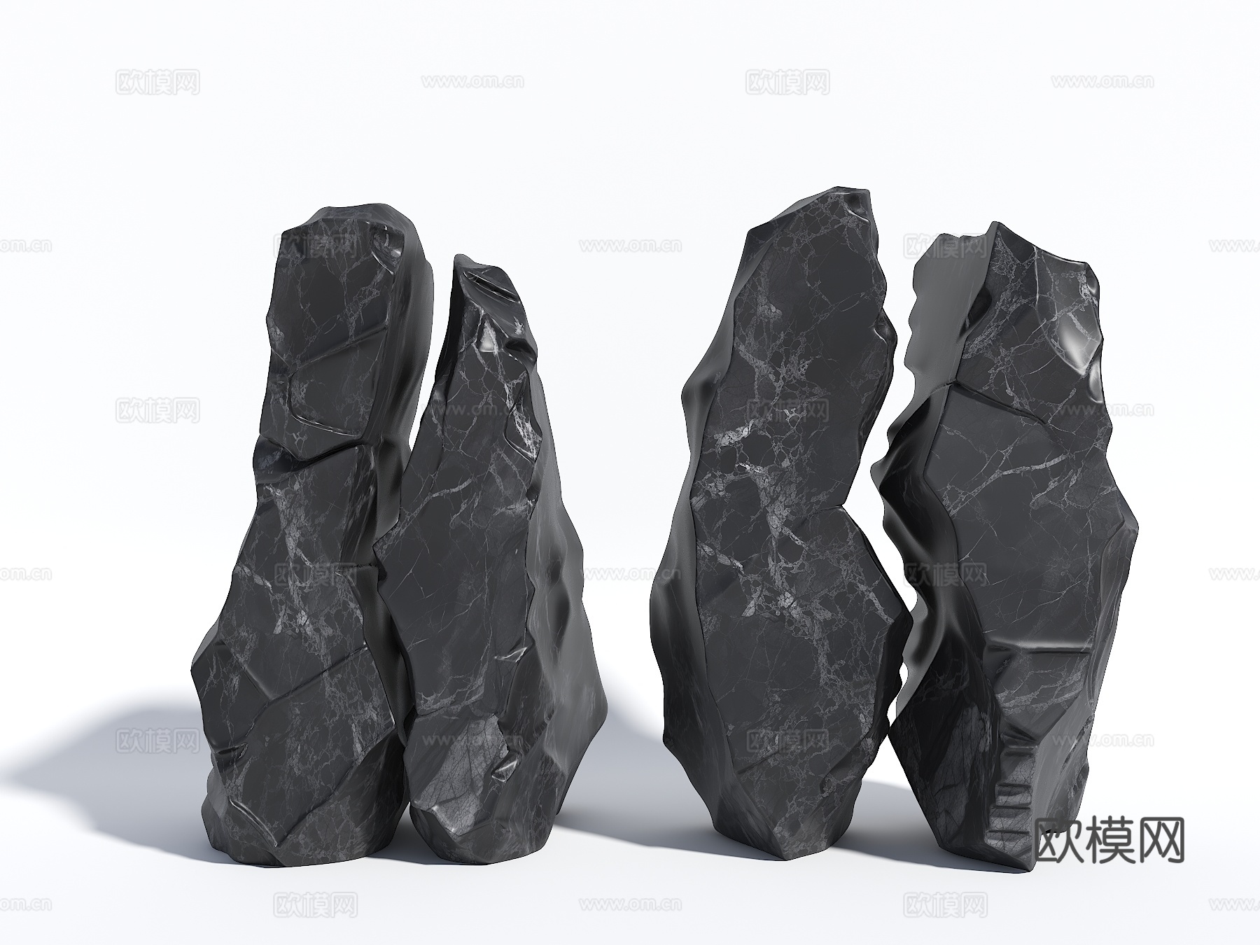 景观石头 景观置石 劈开石头 入口景石 造型石头 裂缝景观石su模型