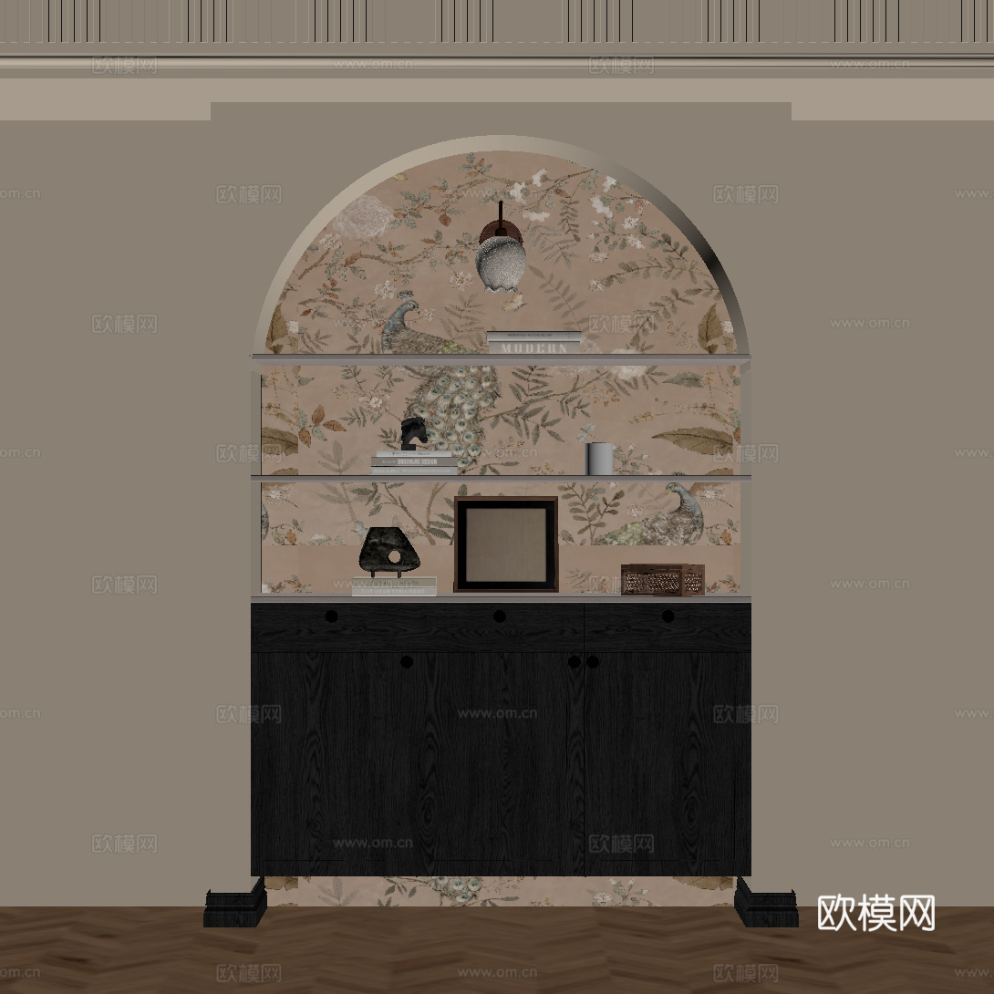 法式复古风玄关柜 鞋柜su模型