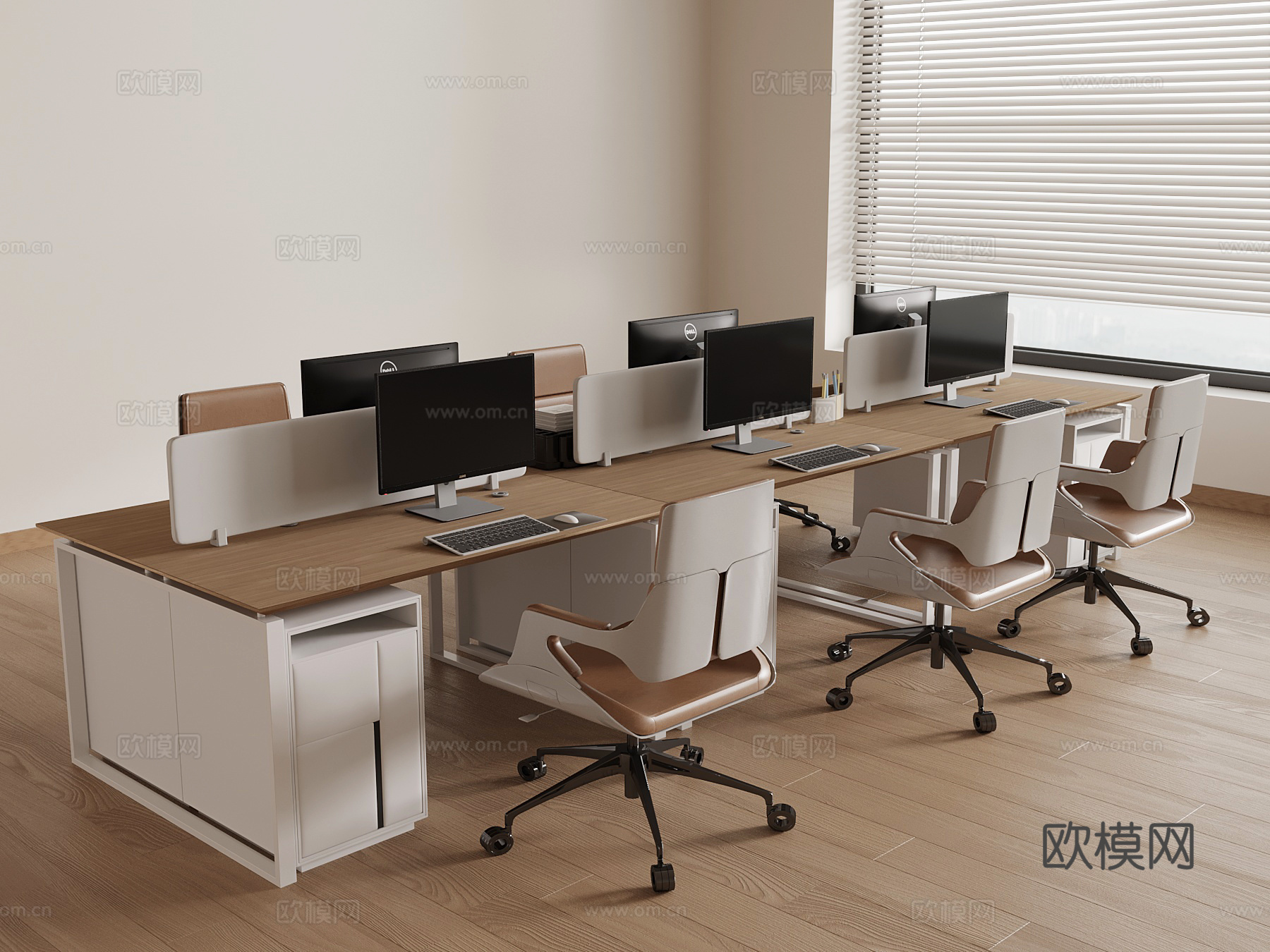 现代办公电脑桌椅3d模型下载