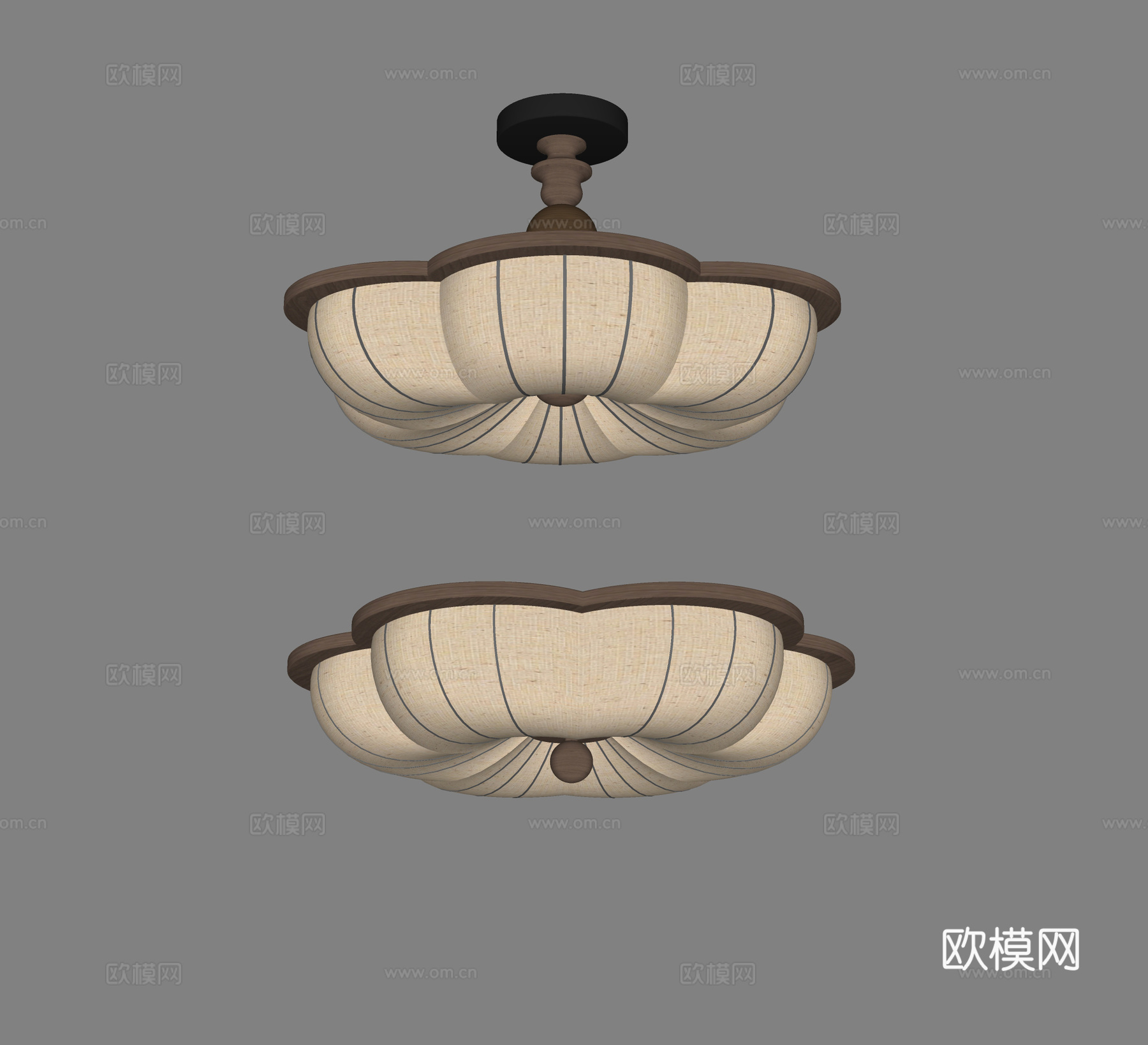 中古风吸顶灯su模型