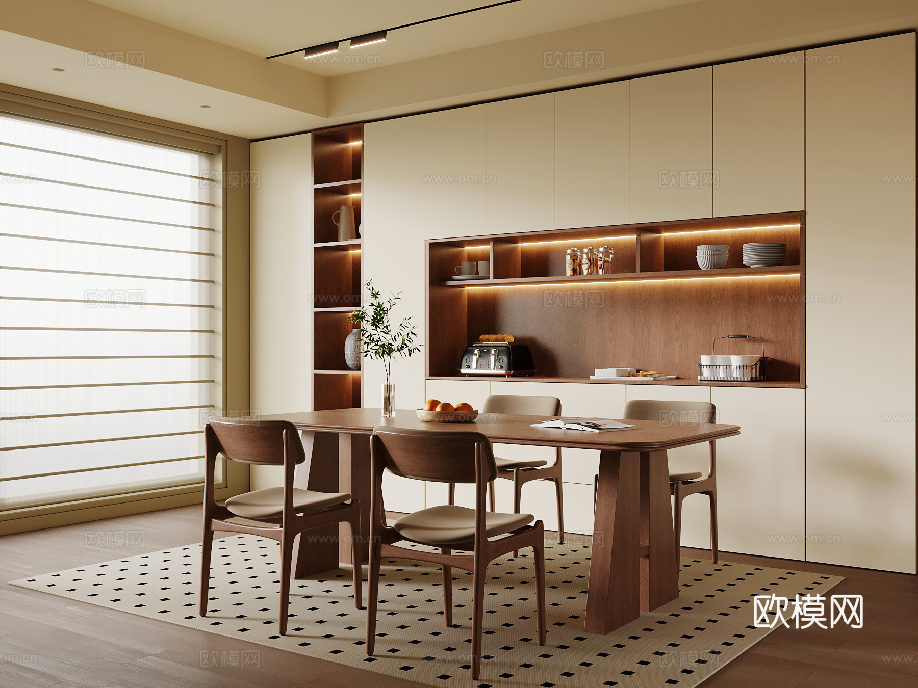 中古风餐厅3d模型下载