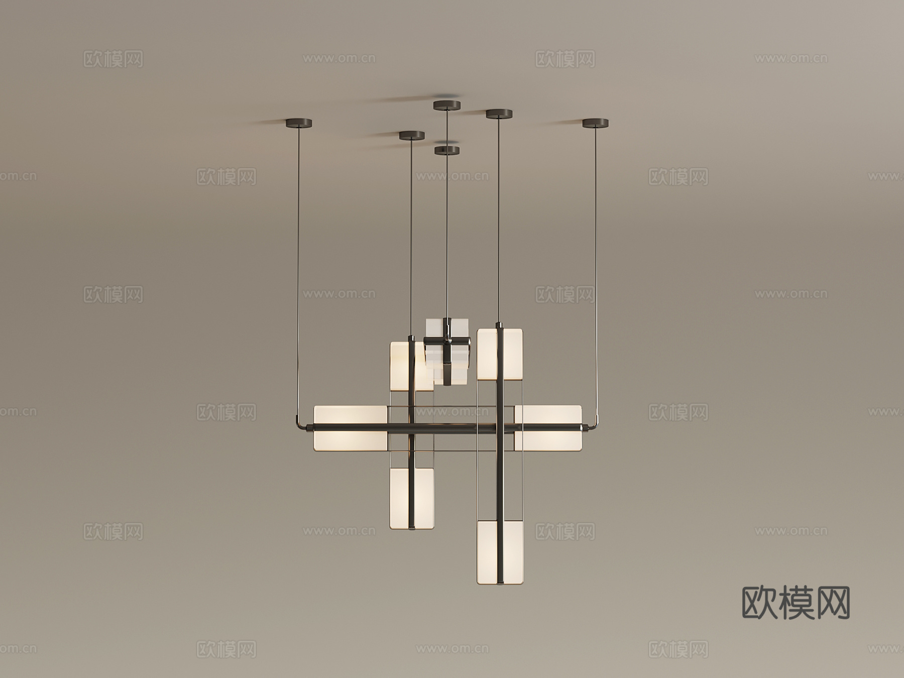 新中式吊灯su模型下载（渲染图1）