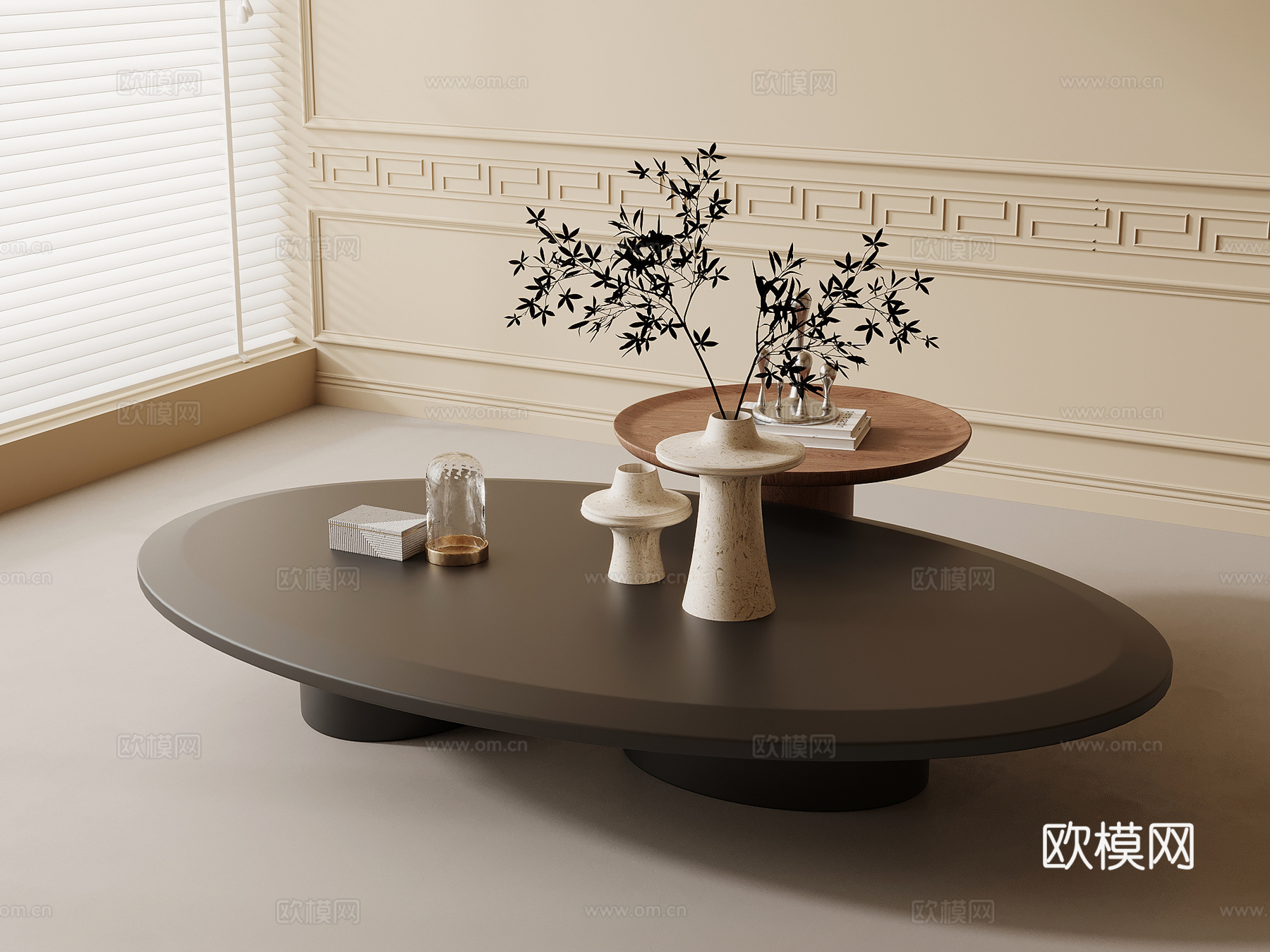法式复古风茶几 拼接茶几su模型