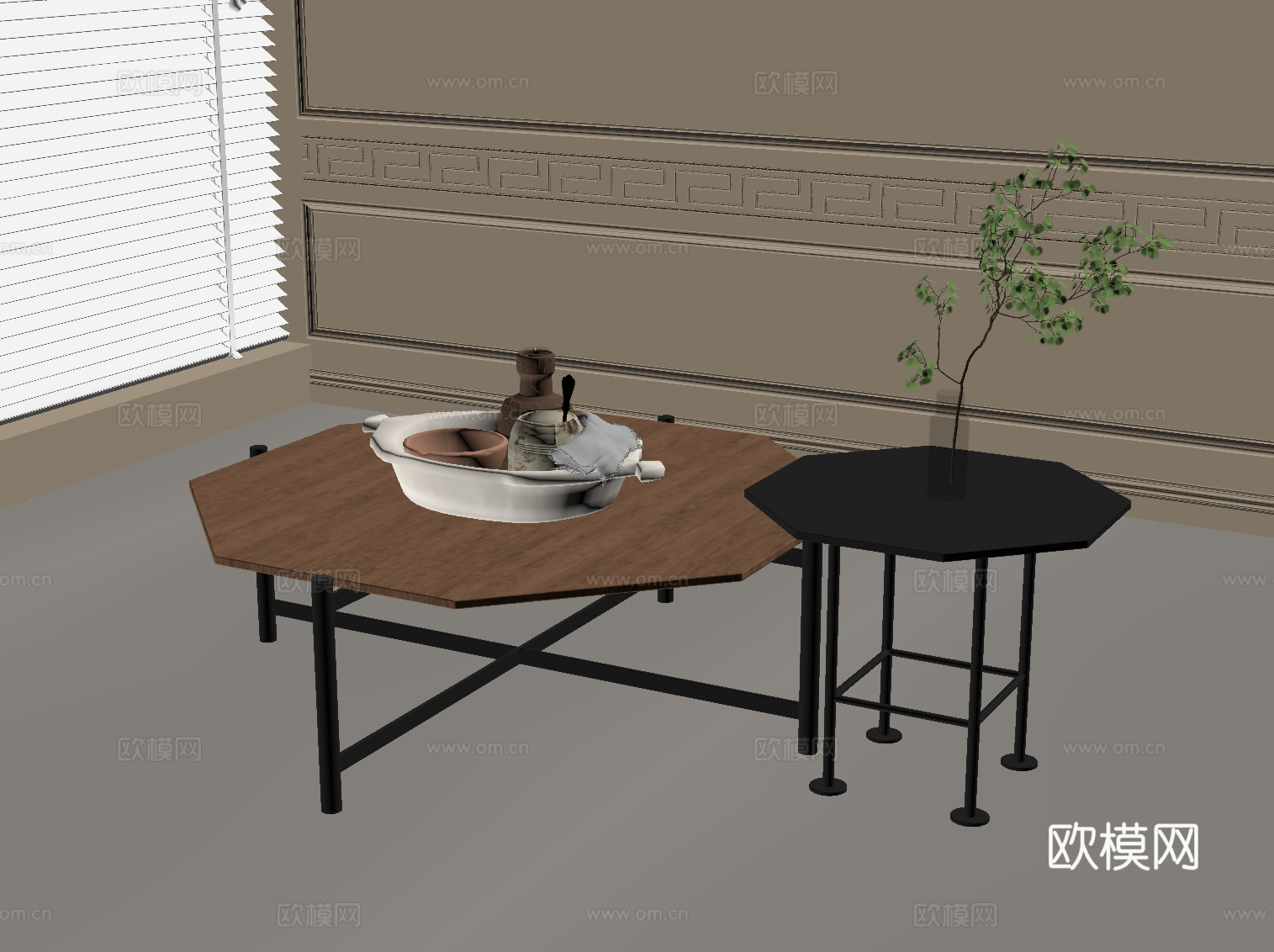 中古风茶几 子母几su模型