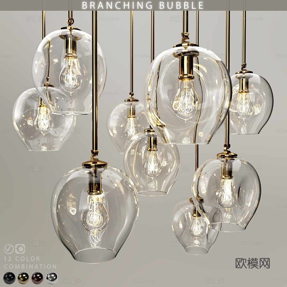 分支泡泡灯系列1盏3d模型下载