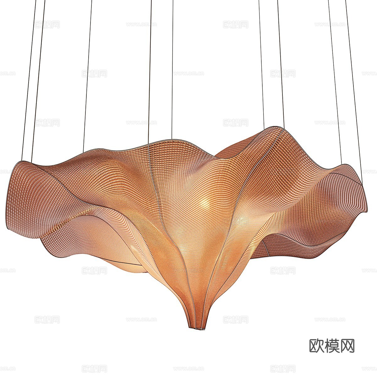 新中式轻奢金属网装饰吊灯3d模型下载（渲染图2）