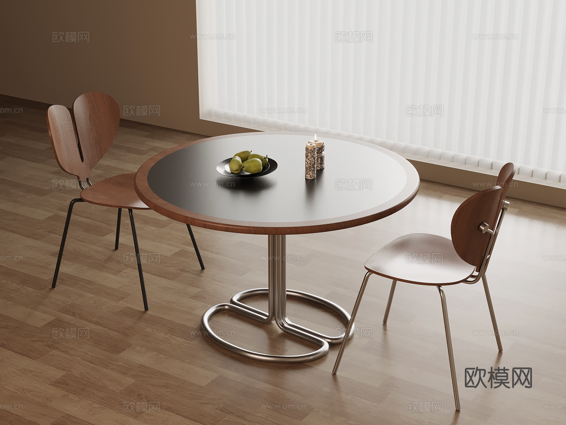 中古风洽谈桌椅su模型