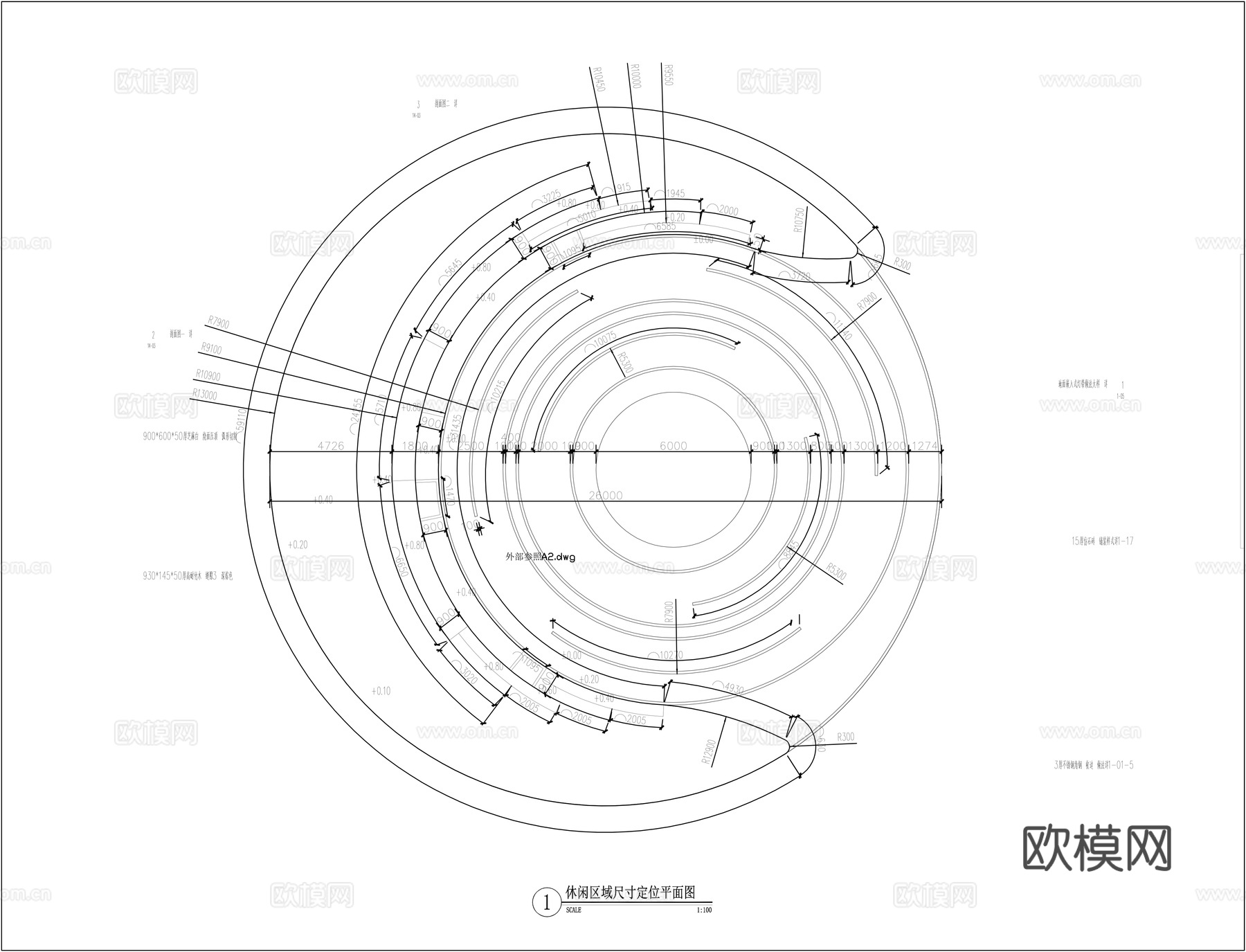 景观休闲座凳大样图cad施工图