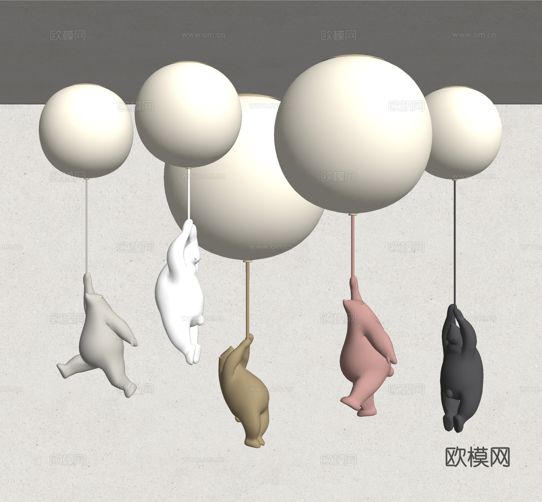 现代儿童吊灯 卡通吊灯 小熊吊灯 创意吊灯2su模型