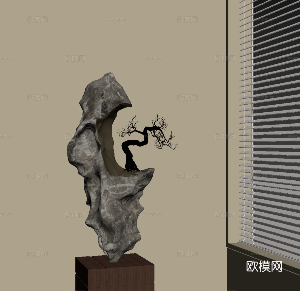 新中式雕塑su模型