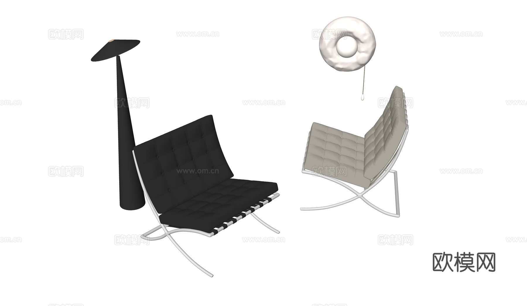 现代休闲椅办公椅su模型