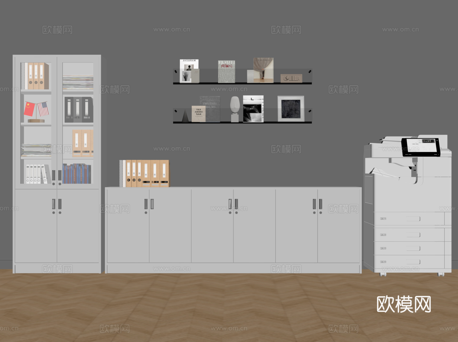 现代办公柜su模型