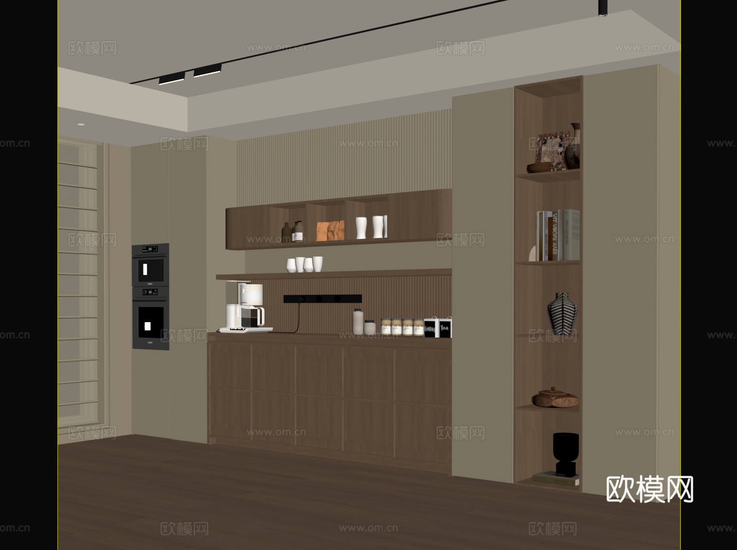 中古风备餐柜su模型下载（渲染图2）