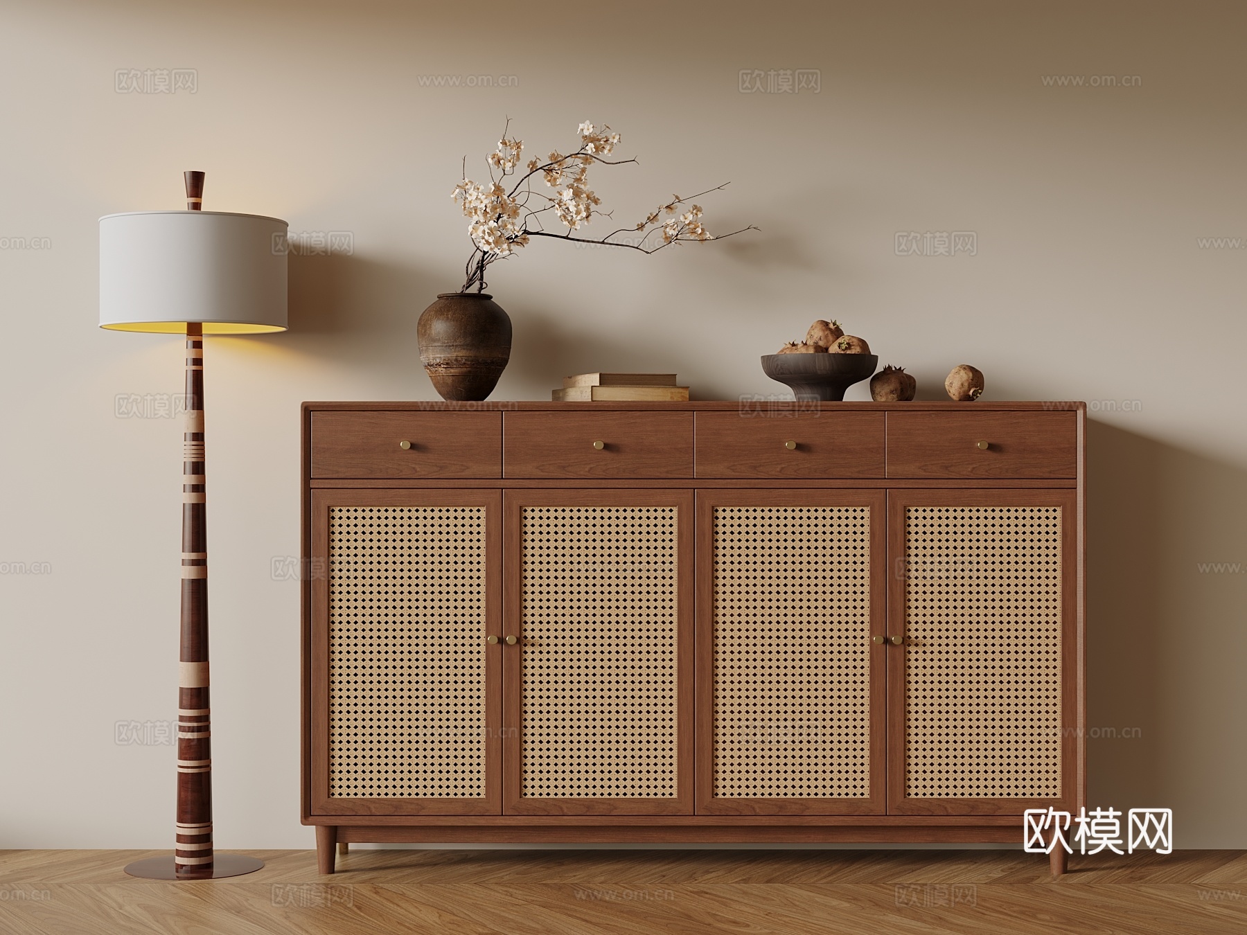 中古风玄关柜su模型