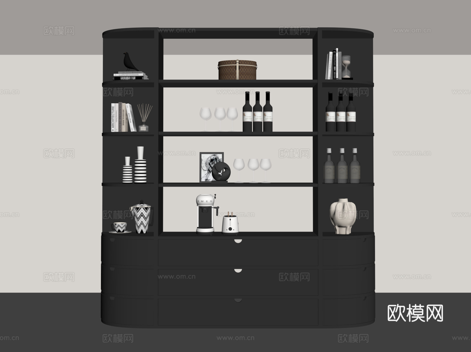 现代酒柜 隔断柜su模型