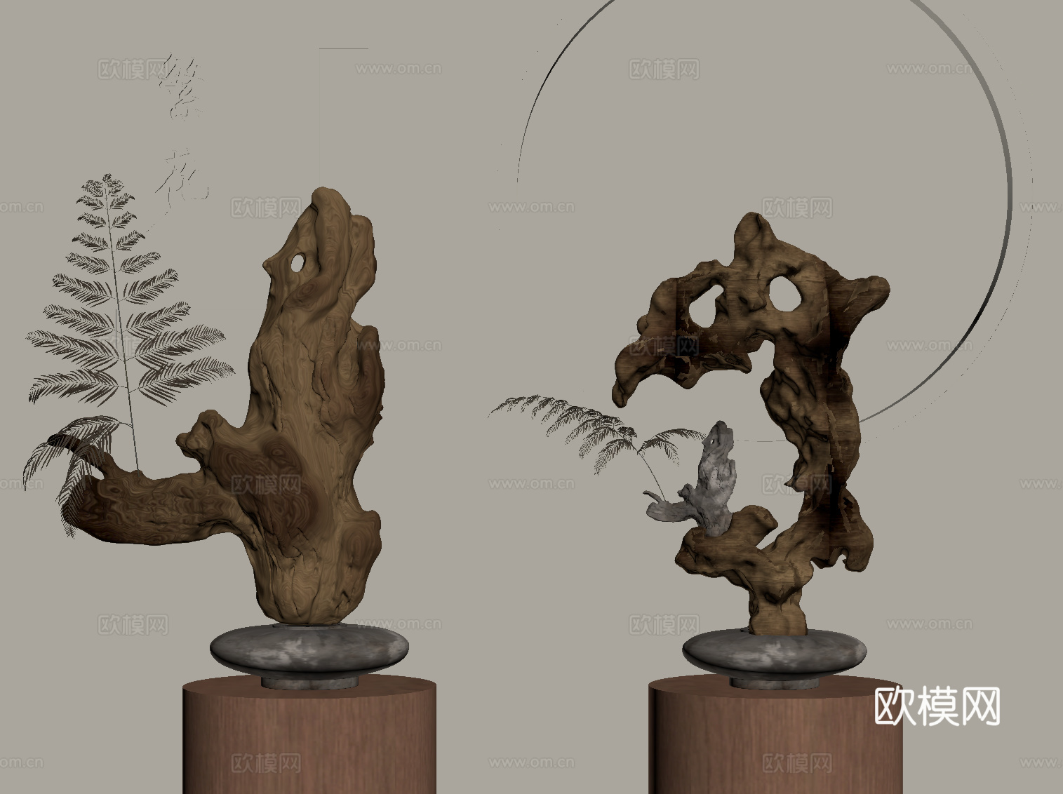 新中式雕塑su模型