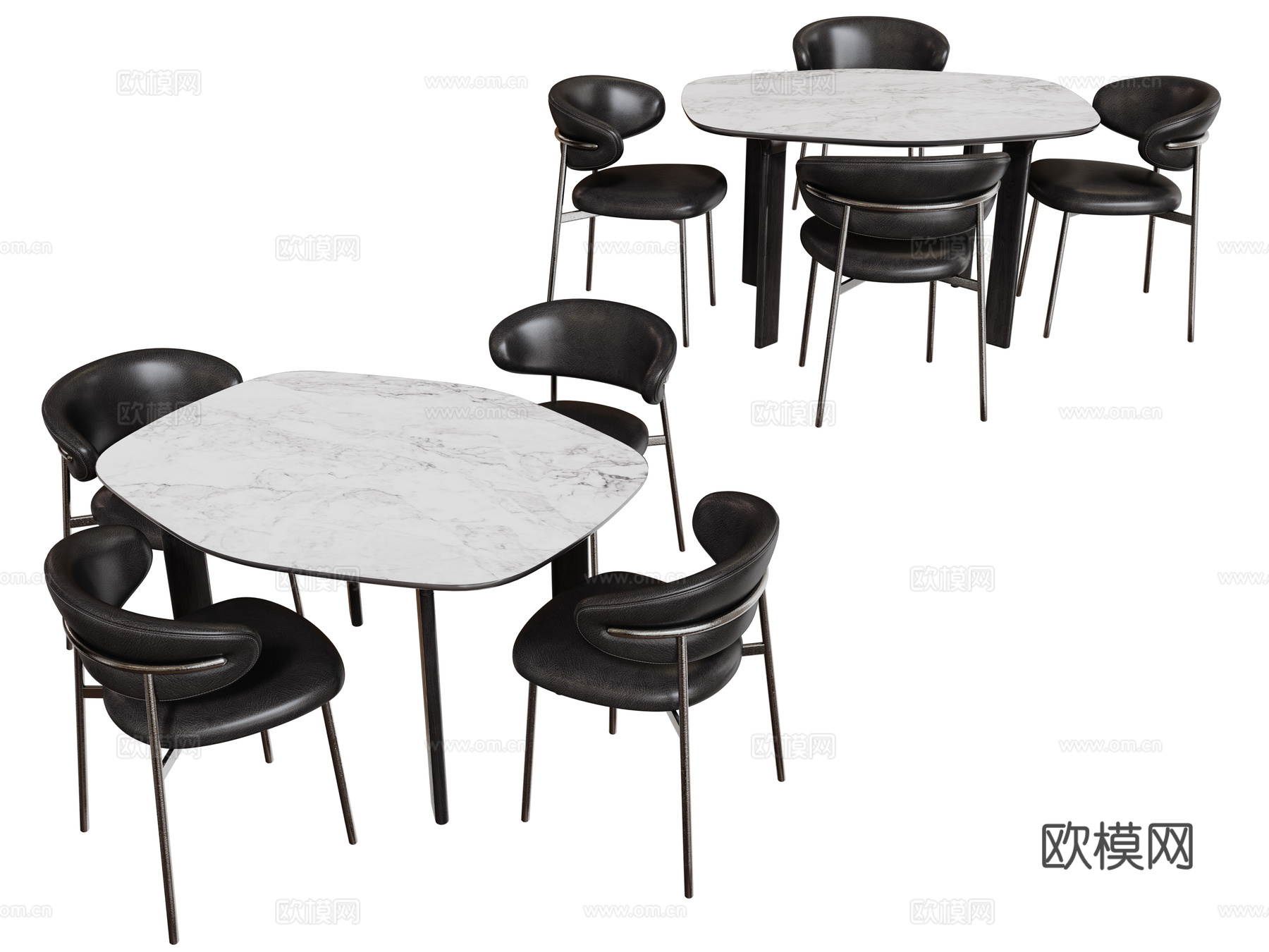 现代桌椅组合 餐桌组合 办公桌椅 长桌 休闲桌椅su模型