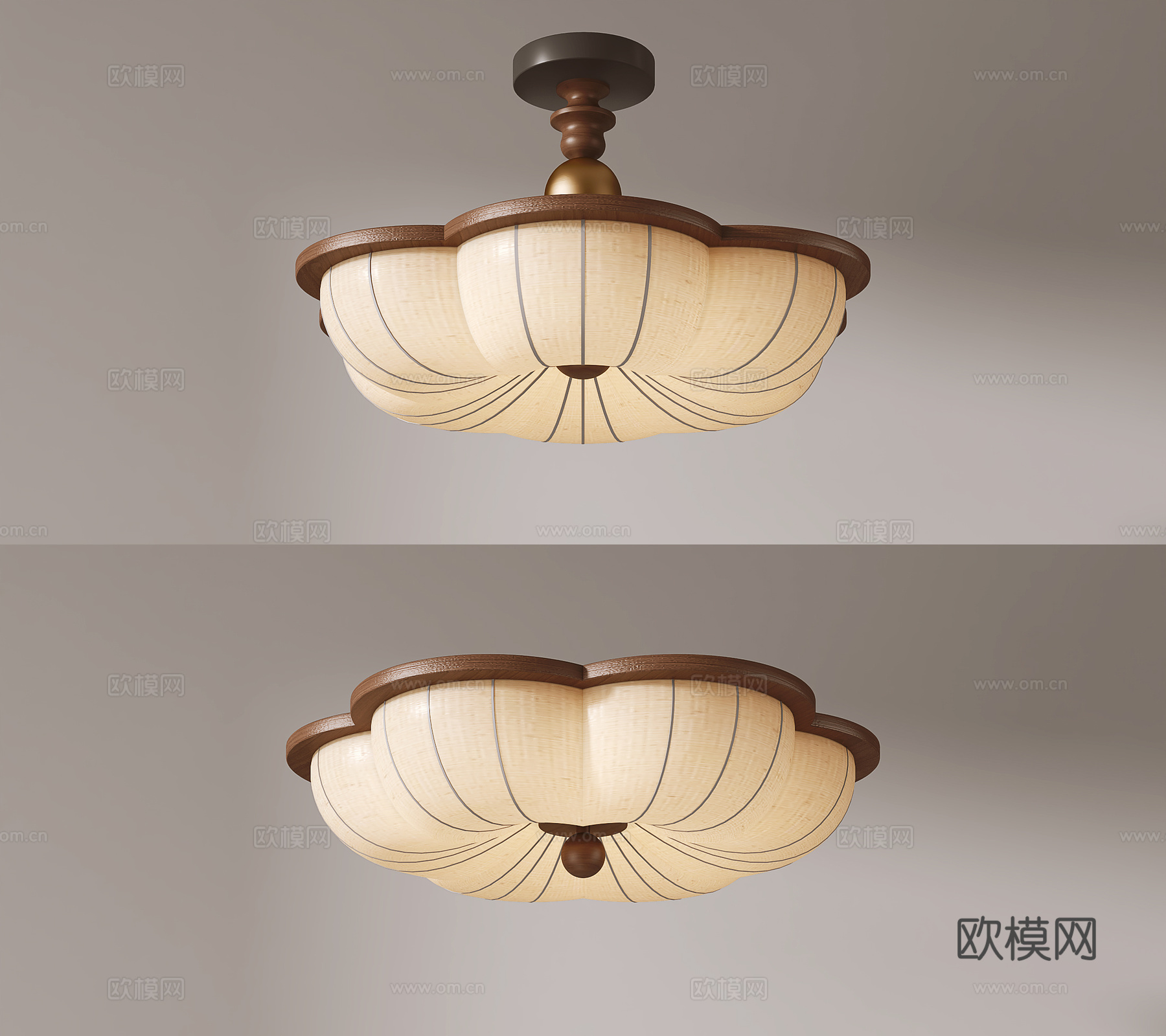 中古风吸顶灯3d模型下载