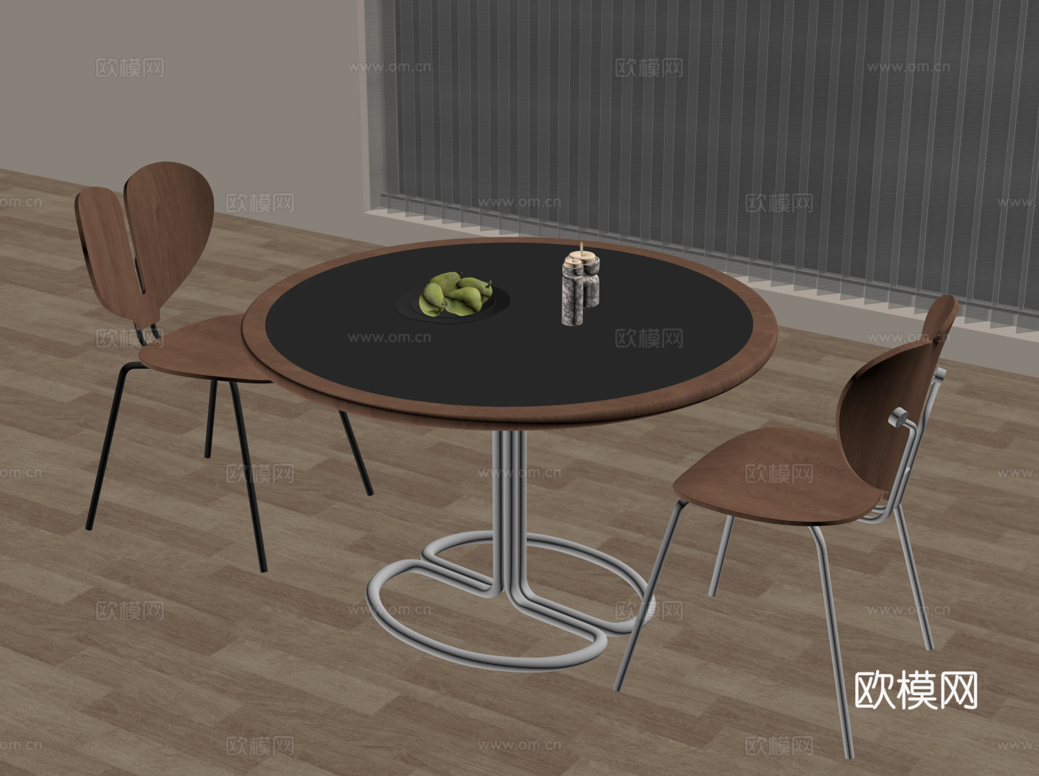 中古风洽谈桌椅su模型