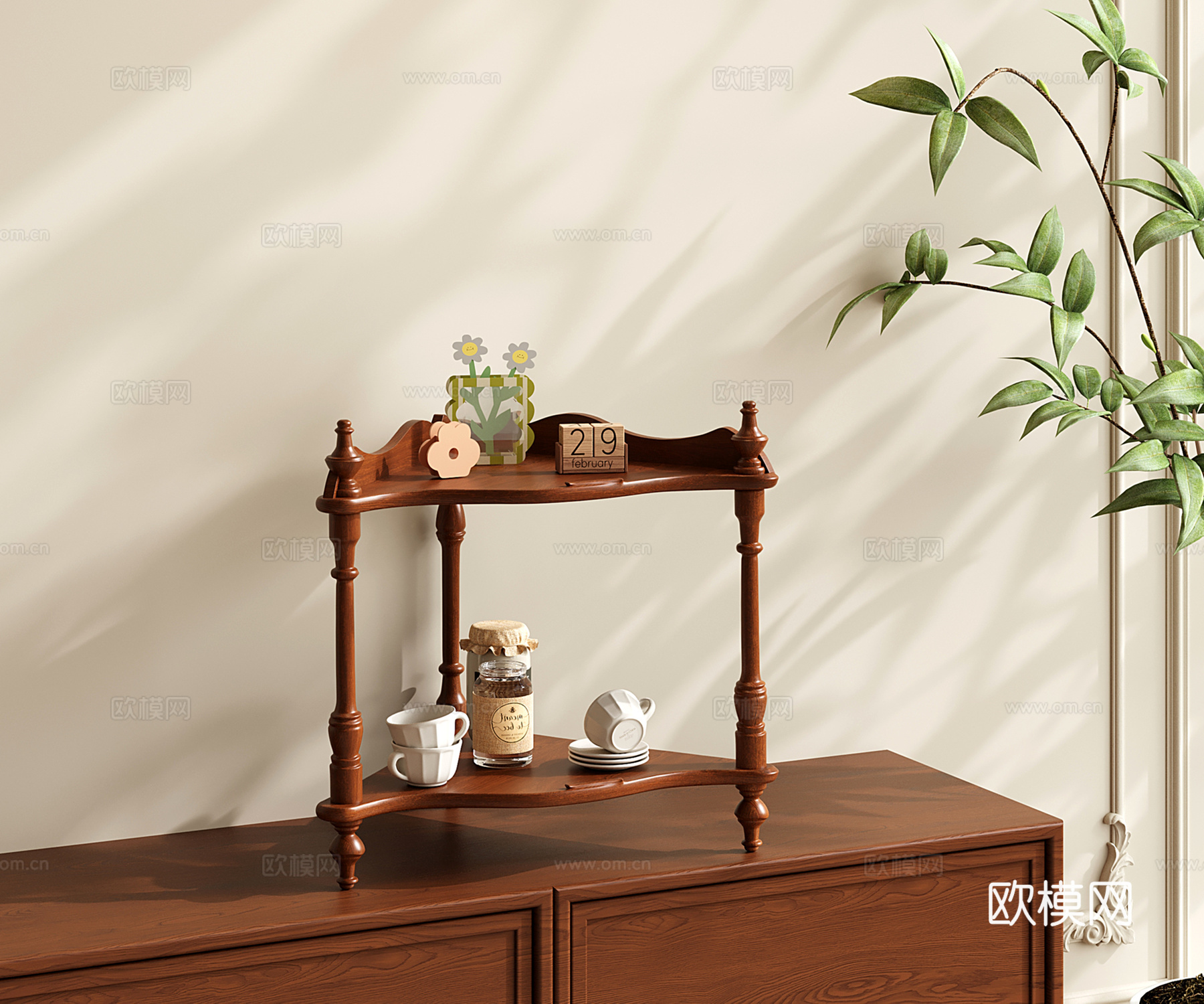 复古置物架 法式收纳架 装饰架 展示架 杯架su模型