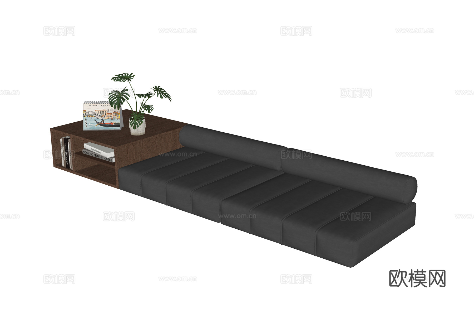 现代飘窗垫 飘窗柜su模型