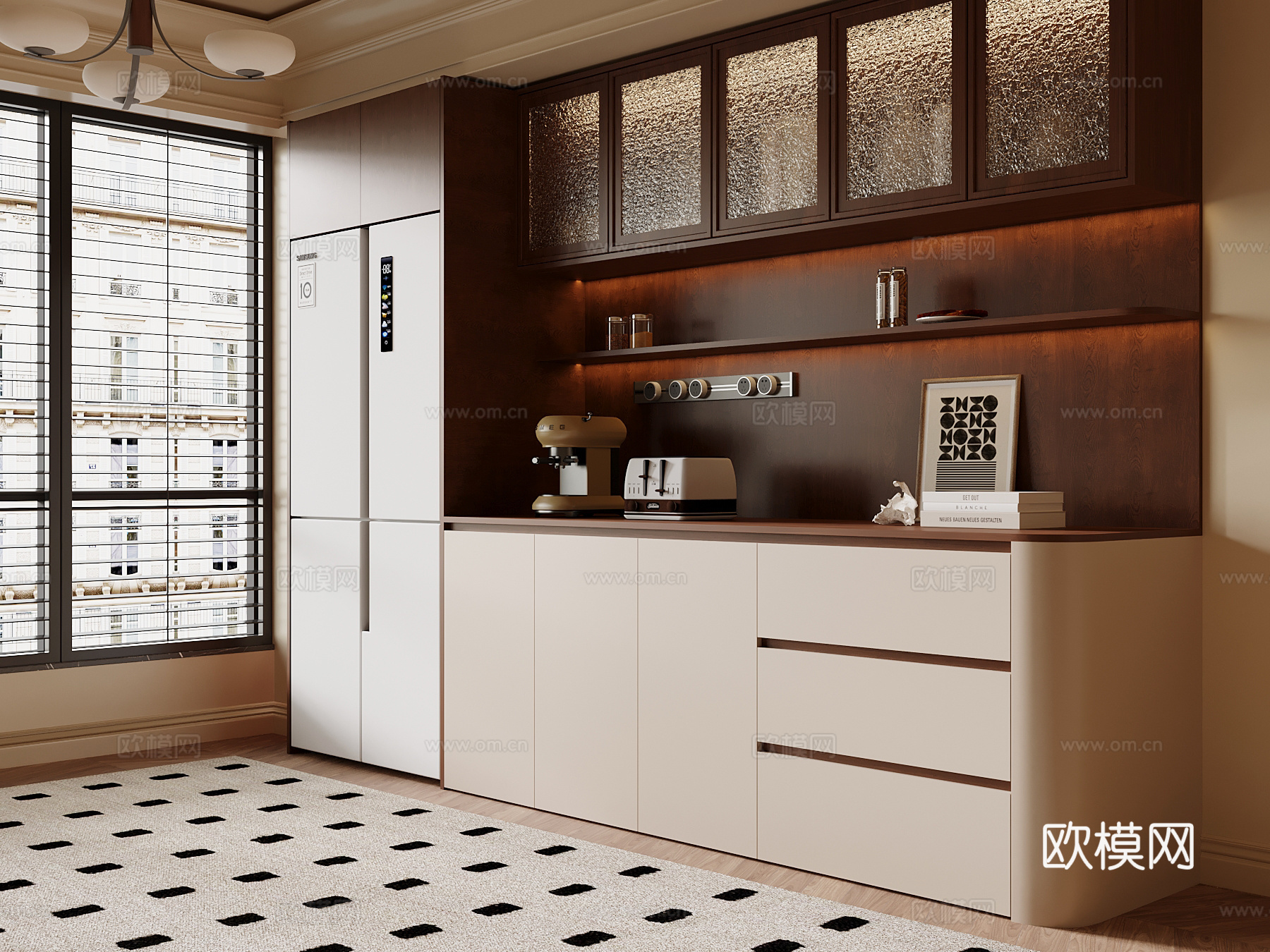 中古风备餐柜su模型