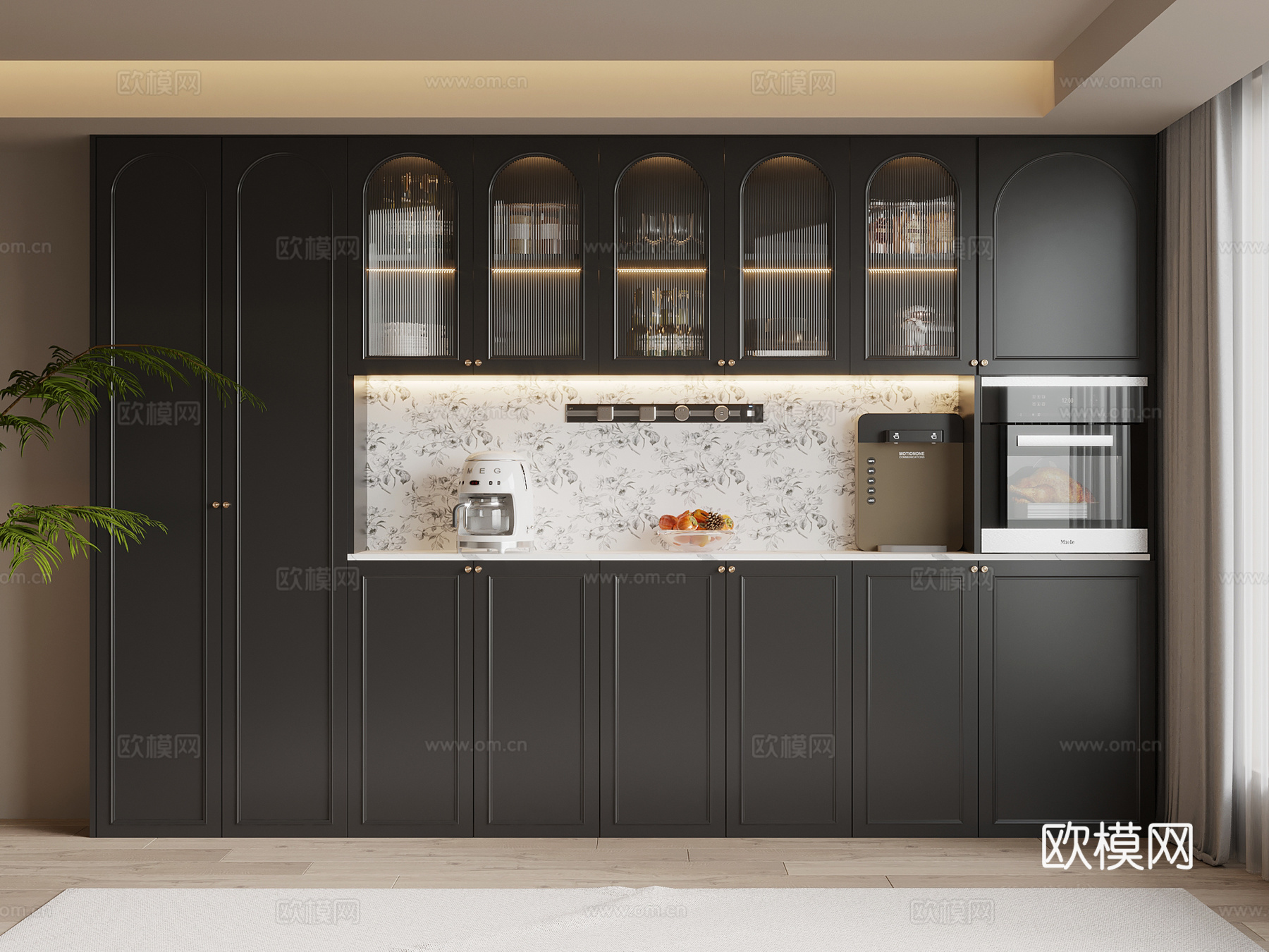 法式复古风酒柜 餐边柜su模型