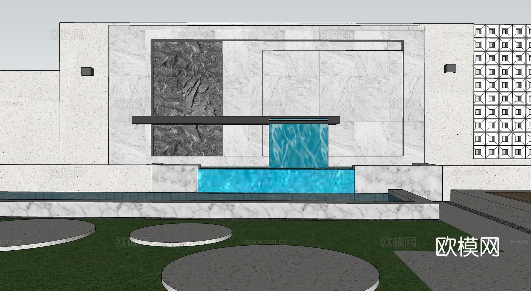 现代简约景墙 水景墙 互动墙su模型