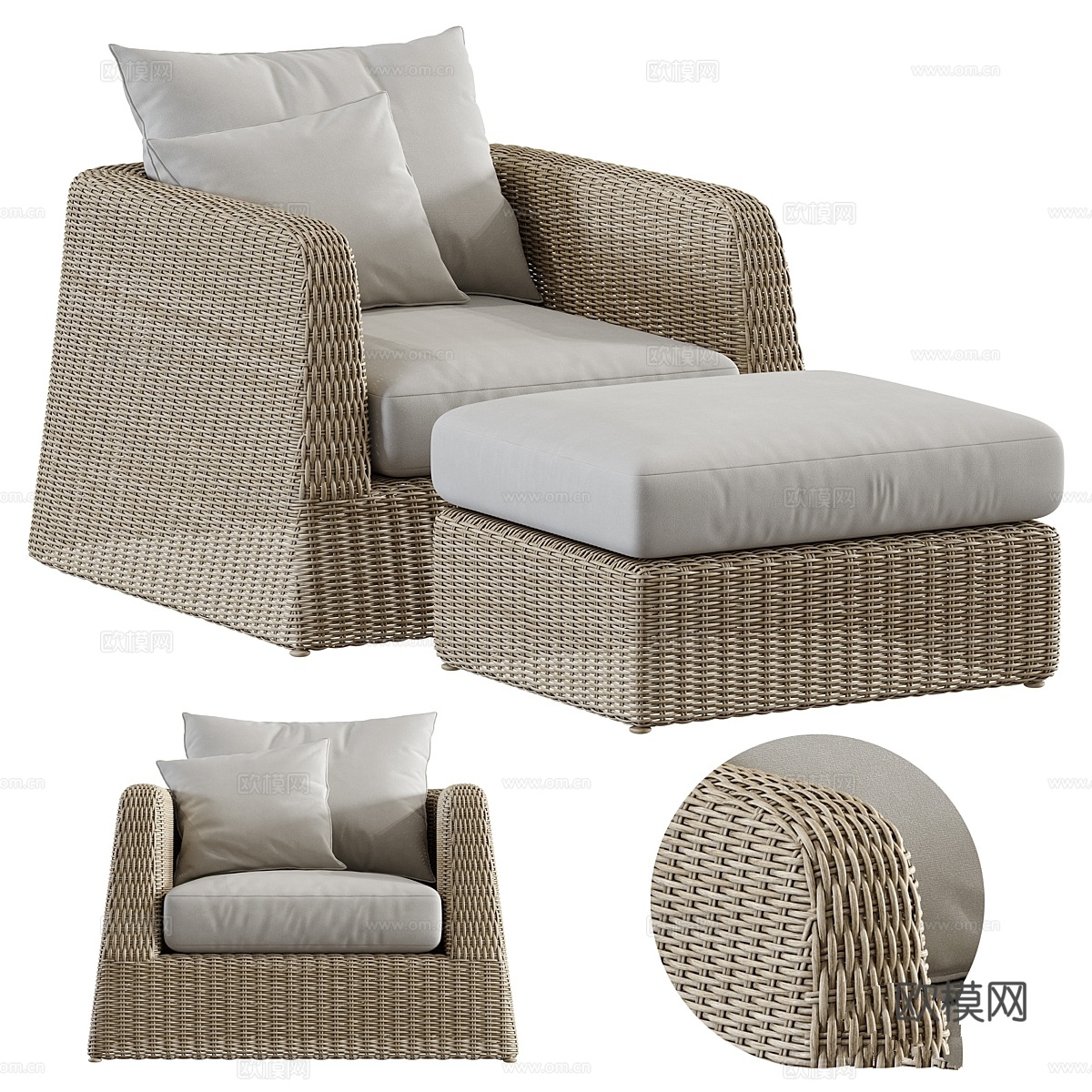 Janus et Cie Zeya 休闲椅套装3d模型下载