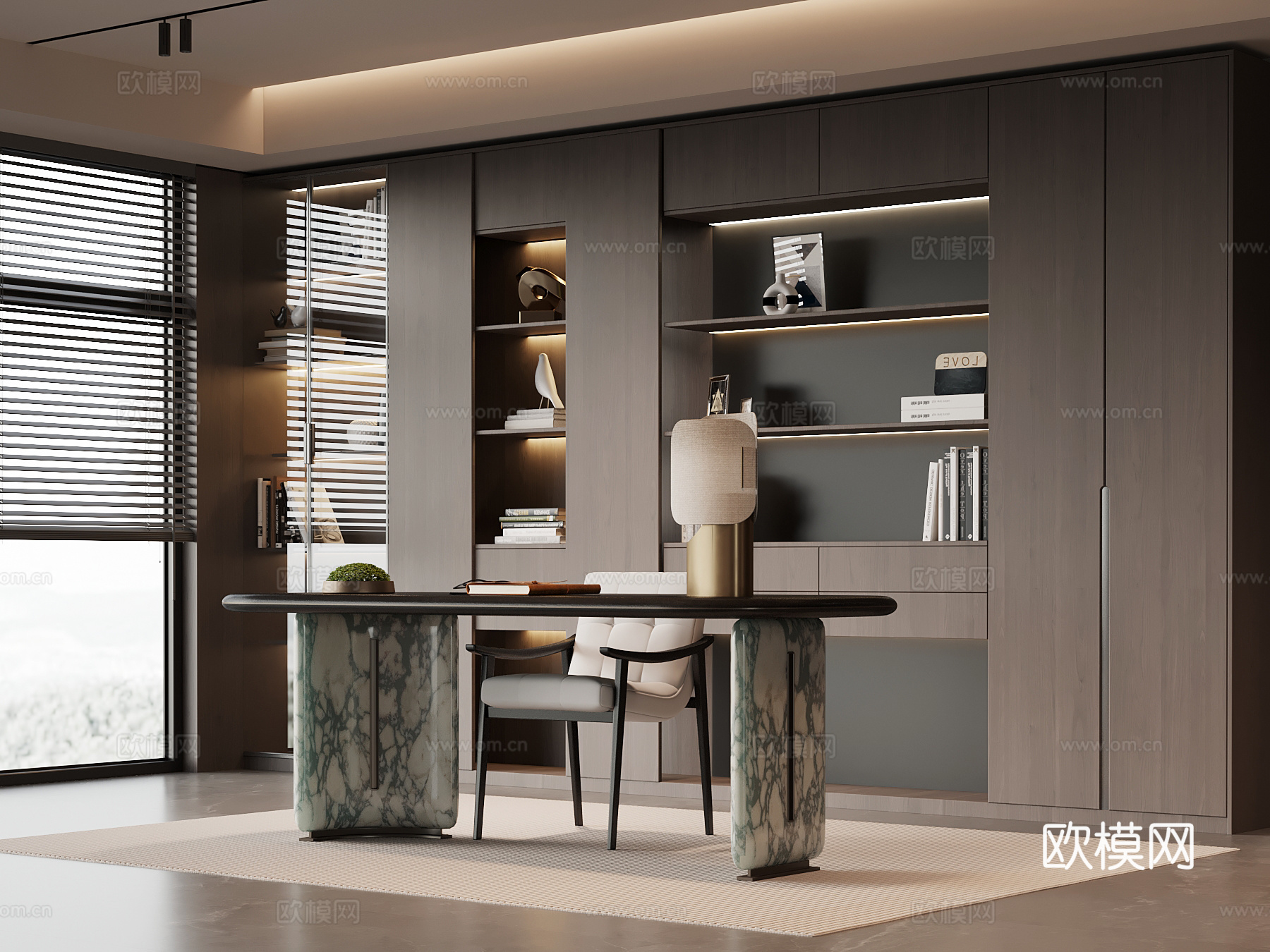 意式书房su模型