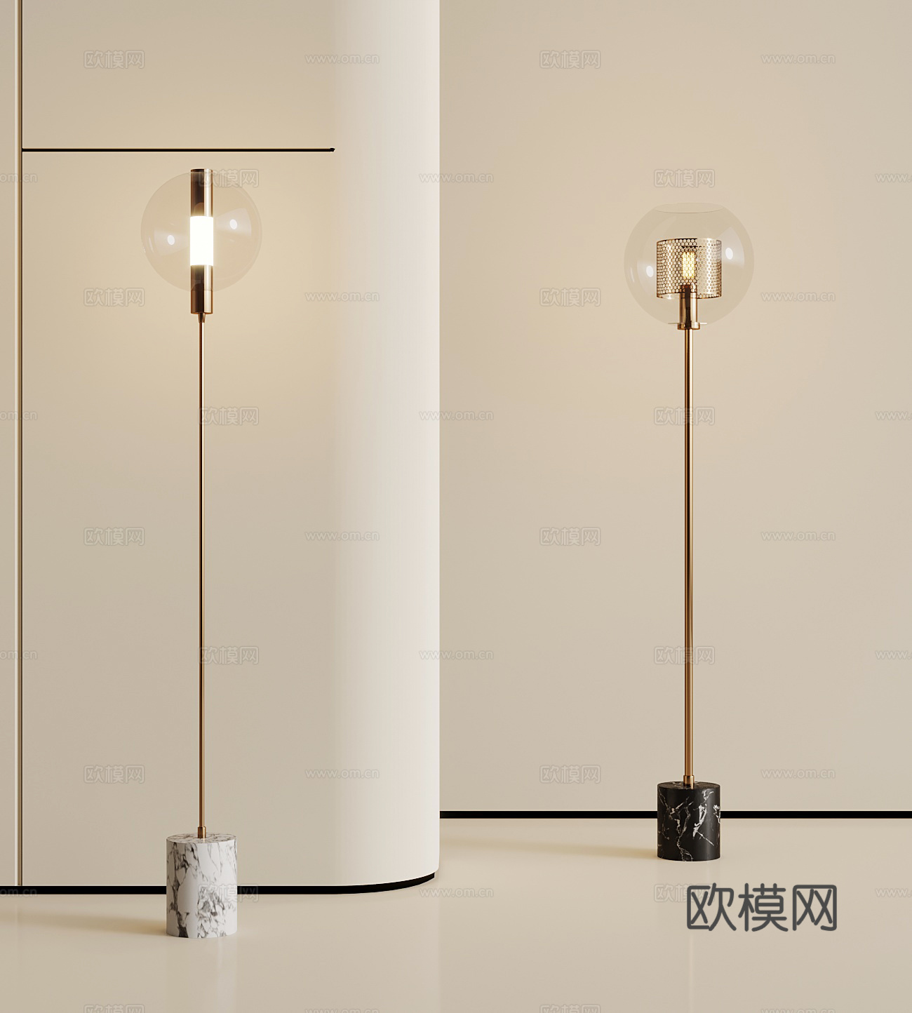 现代简约落地灯su模型
