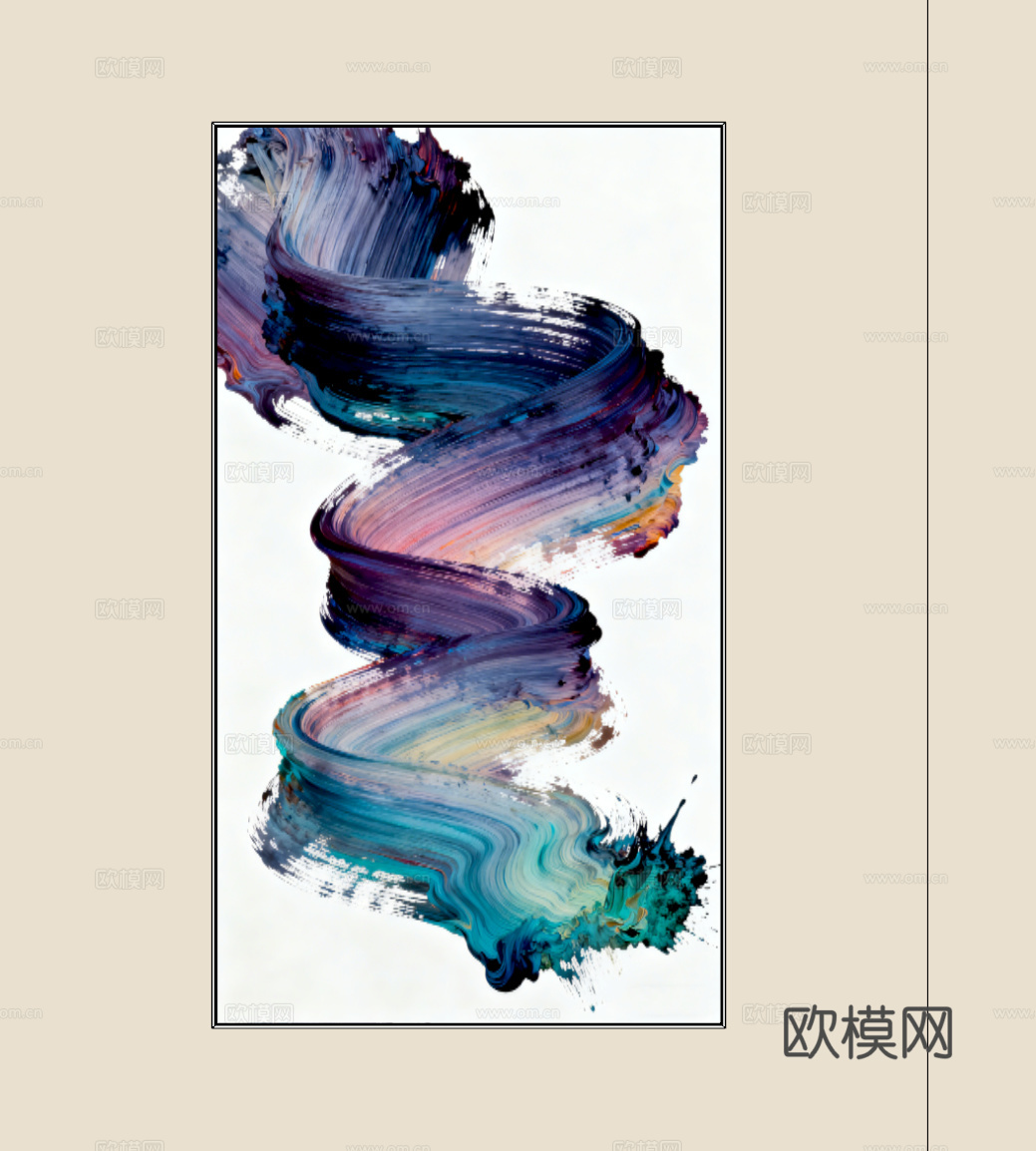 现代抽象装饰画su模型