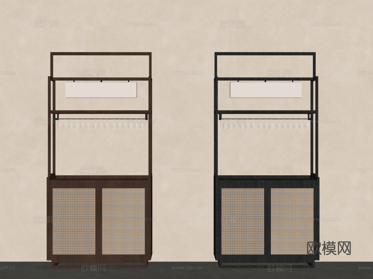 中古风酒架 置物架su模型