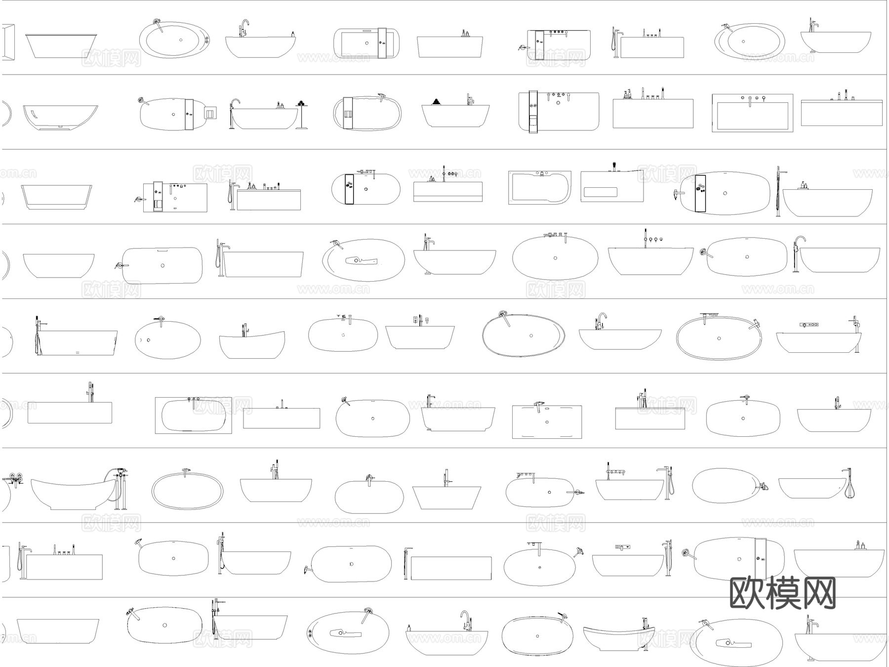 2026年最新浴缸亚克力浴缸嵌入式浴缸CAD图库cad施工图cad施工图
