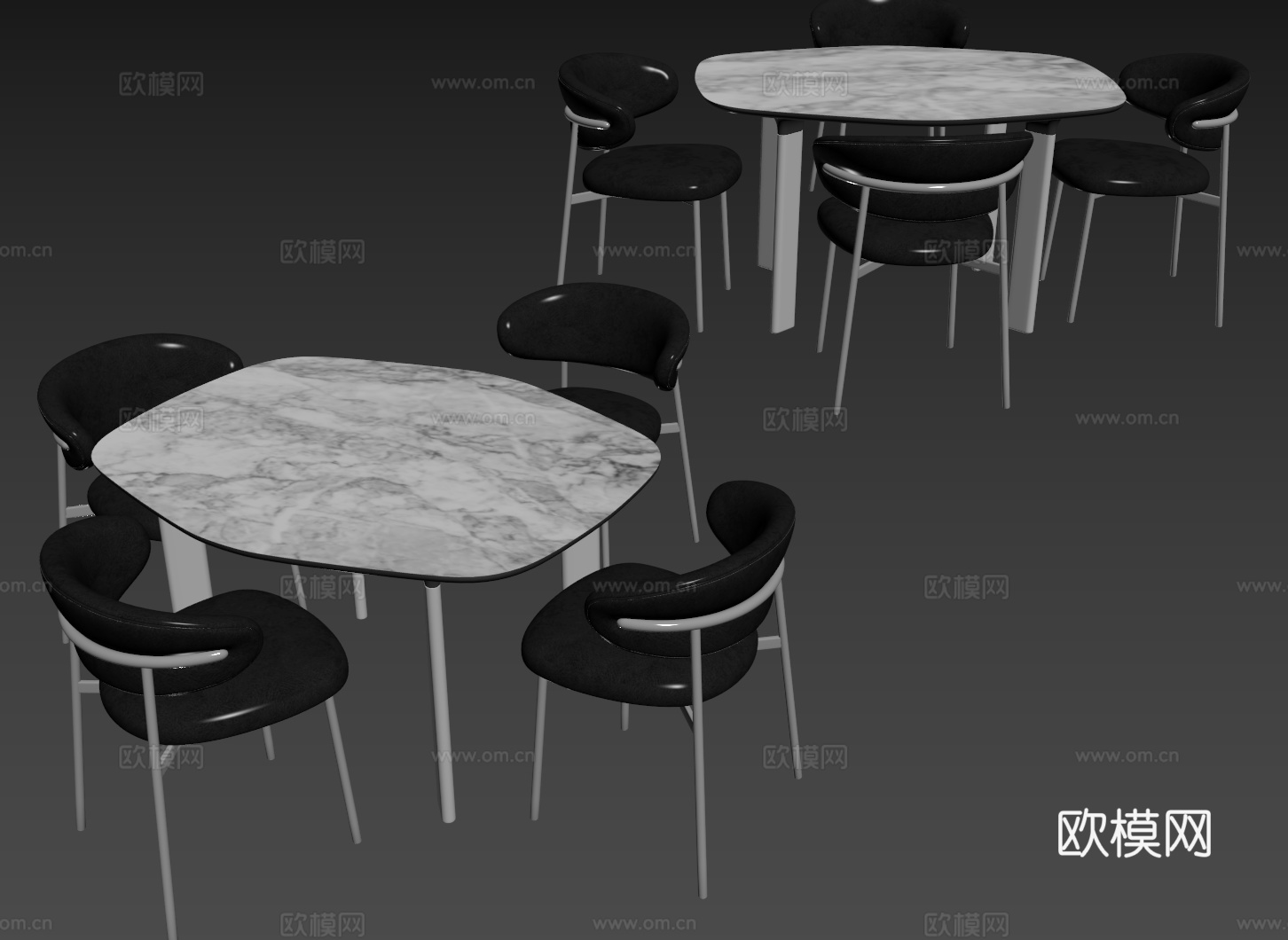 现代桌椅组合 餐桌组合 办公桌椅 长桌 休闲桌椅su模型