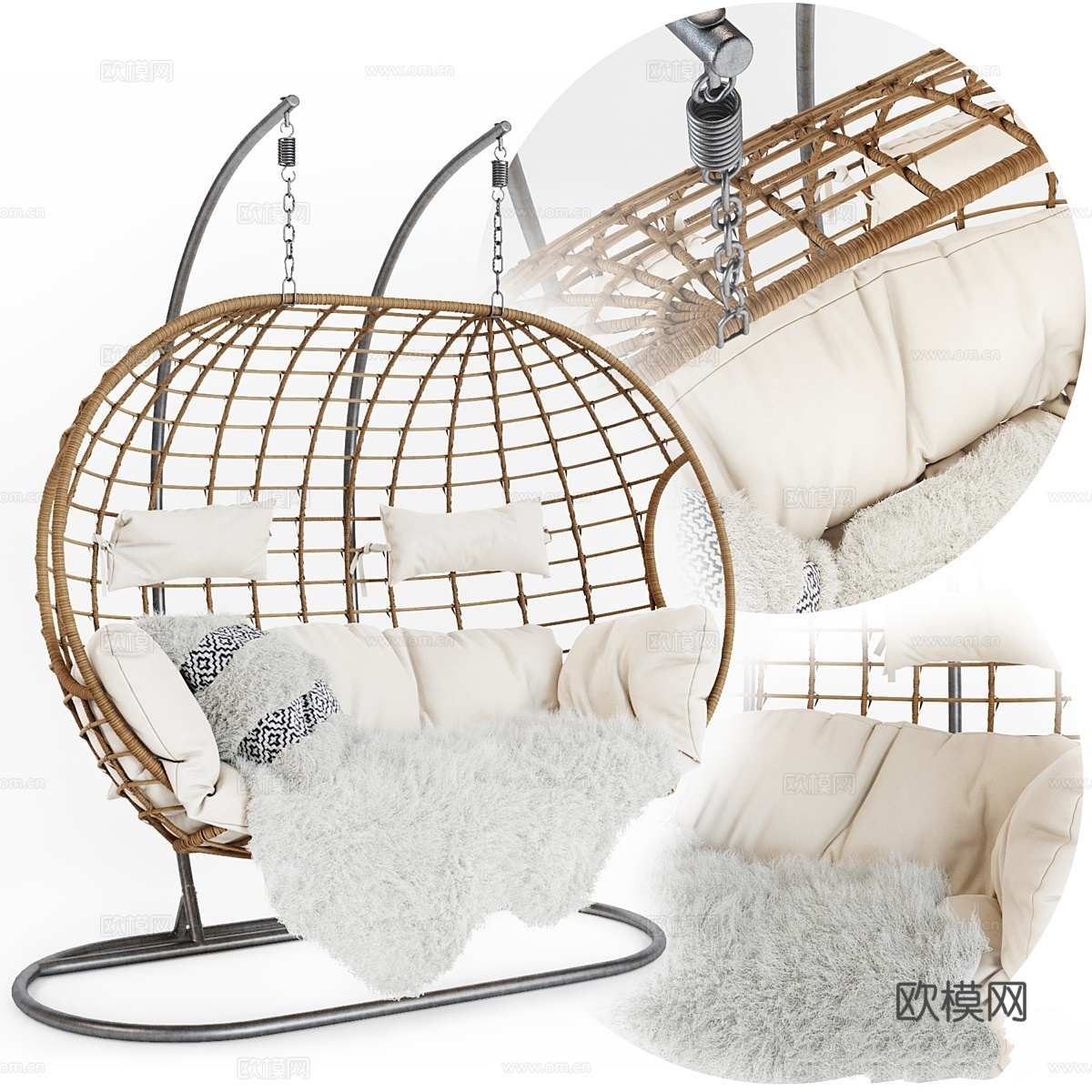 双人室内外悬挂椅3d模型下载