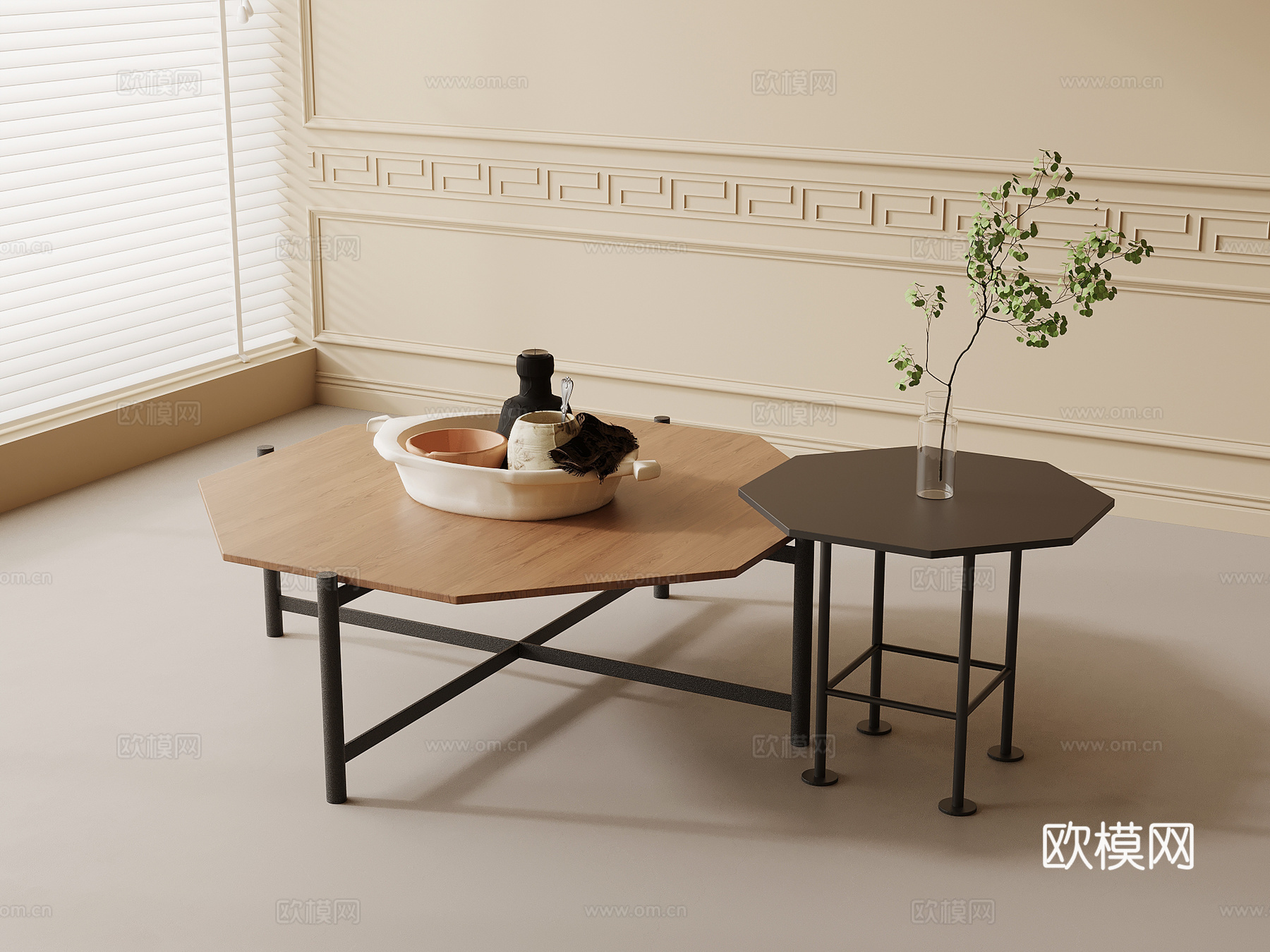 中古风茶几 子母几su模型