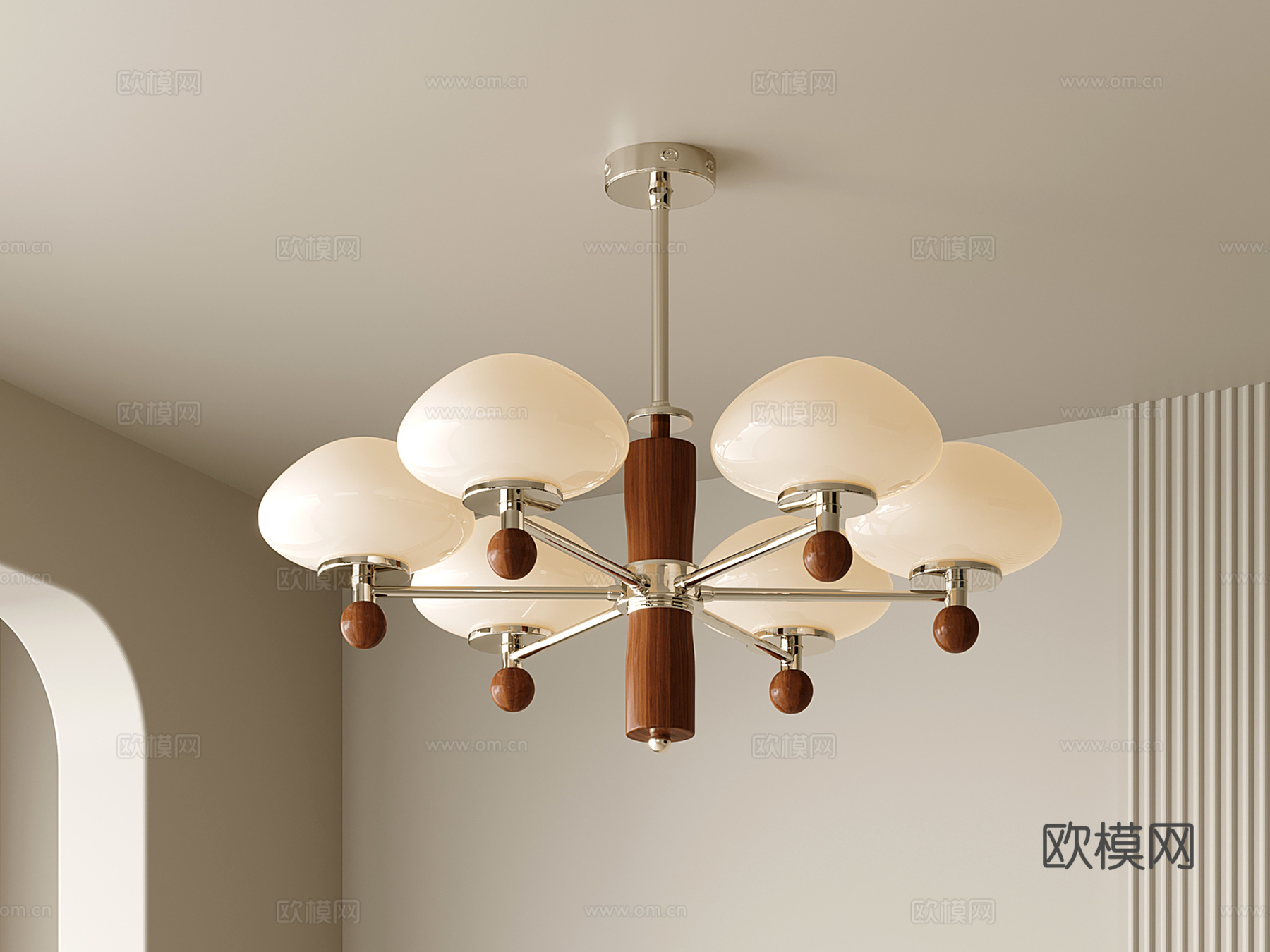 法式客厅吊灯 中古六头吊灯 餐厅吊灯 卧室吊灯su模型