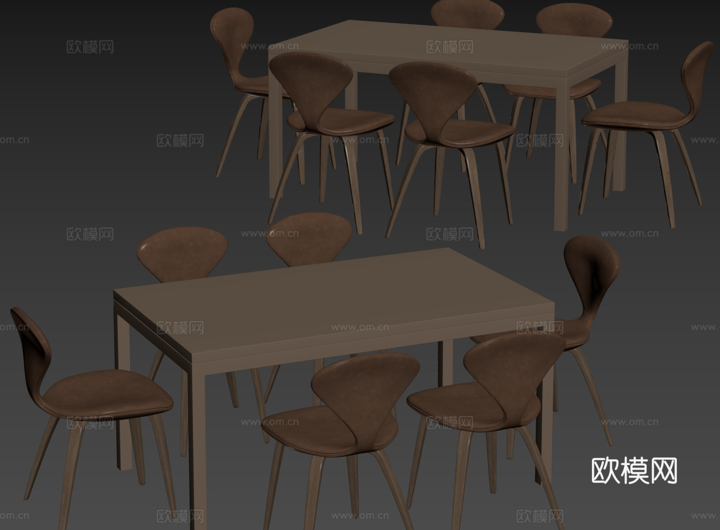 现代桌椅组合 餐桌组合 办公桌椅 长桌 休闲桌椅su模型