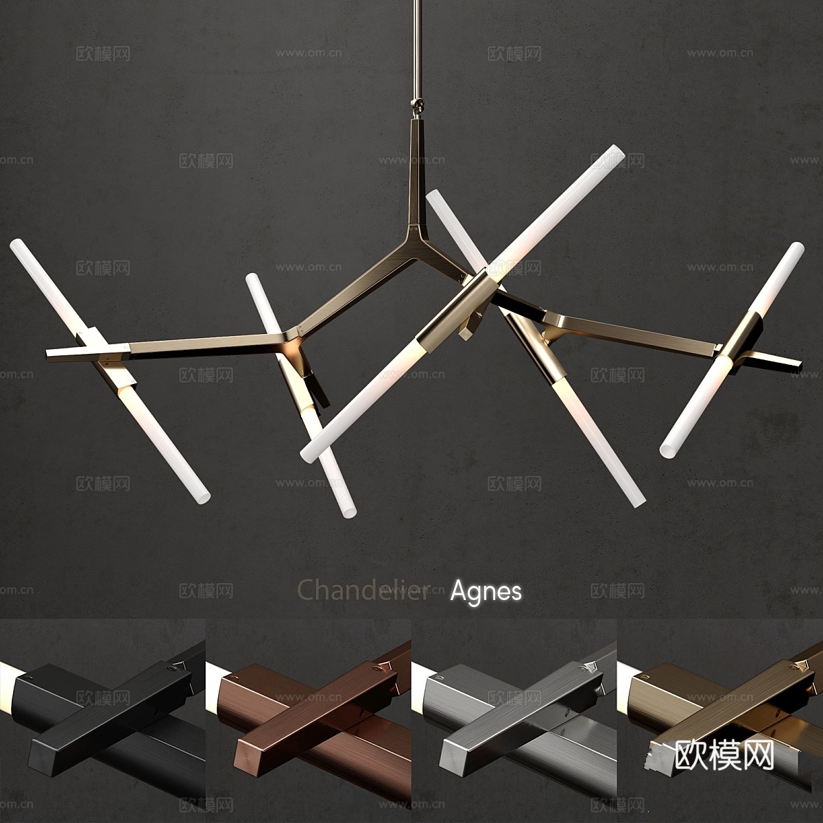 Agnes十灯十色吊灯3d模型下载