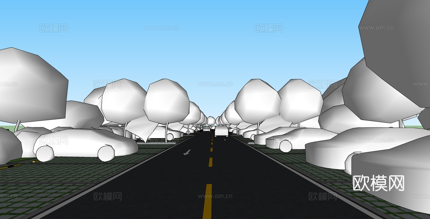 现代生态停车场 户外停车场 景区停车场su模型