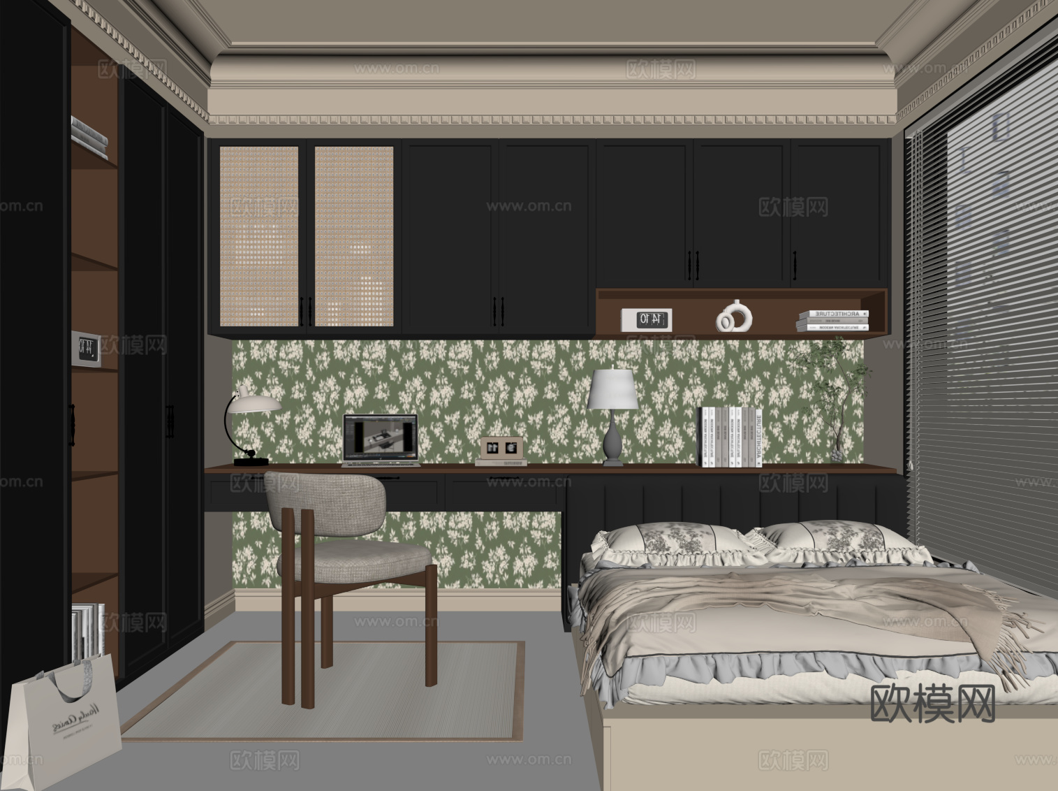 法式榻榻米卧室su模型