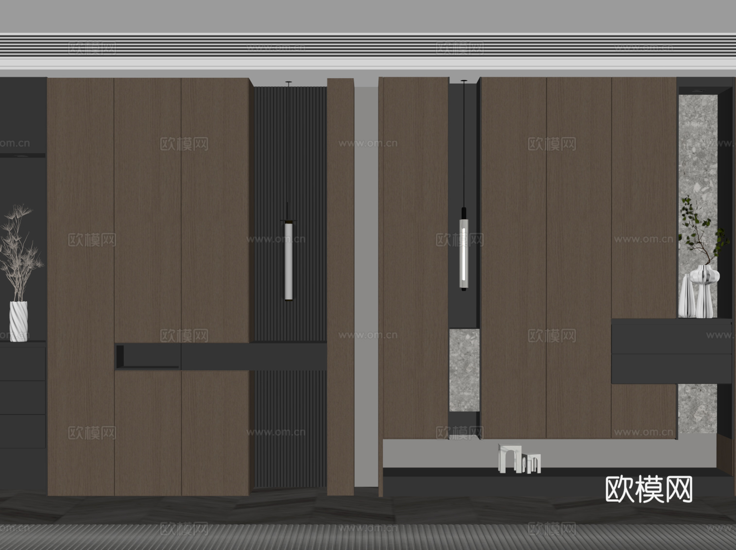 意式入户玄关柜su模型