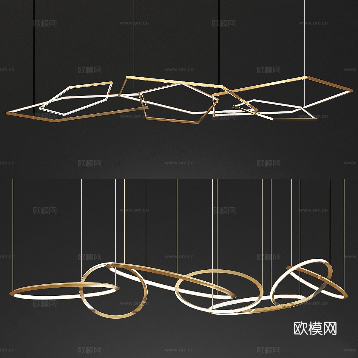 装饰五边形与神谕环吊灯3d模型下载